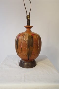 1960s Orange Ceramic Lamp