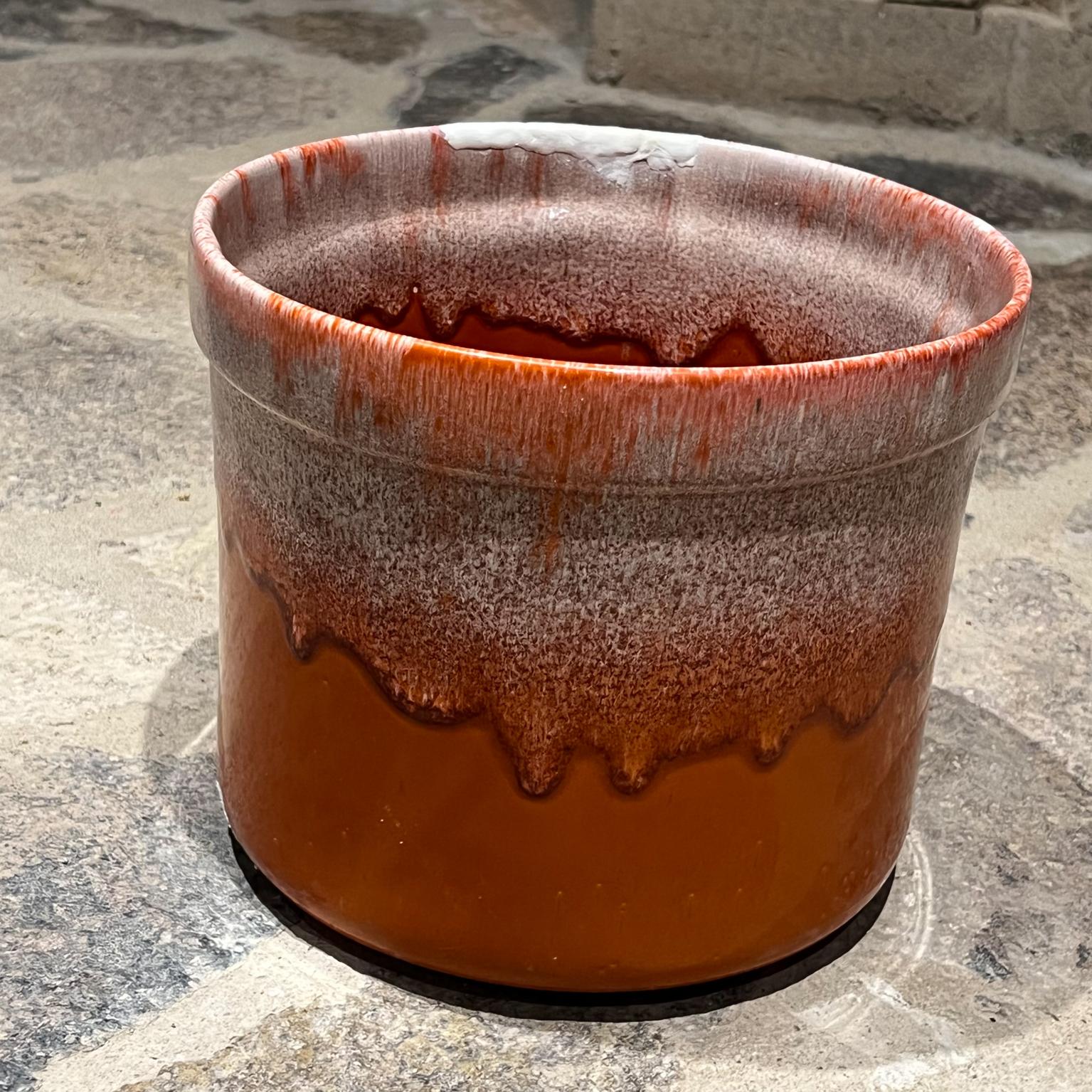 Mid-Century Modern 1960s Orange Drip Glaze Planter Pot David Cressey Style Architectural Pottery For Sale