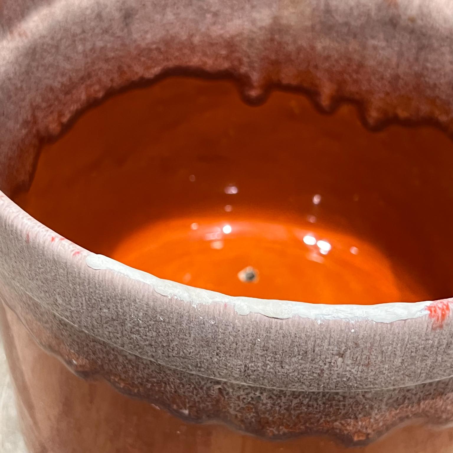 American 1960s Orange Drip Glaze Planter Pot David Cressey Style Architectural Pottery For Sale