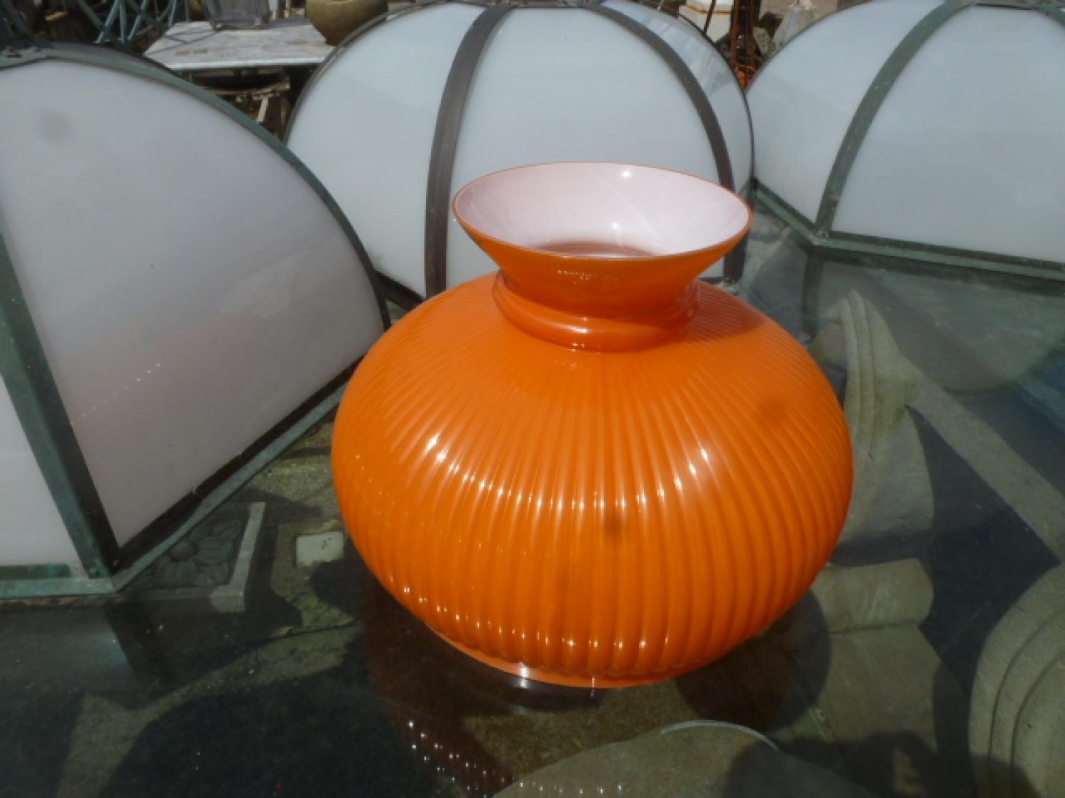 1960's orange glass lampshades. 

All electrical work/installation must be undertaken by a qualified electrician.