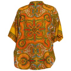 1960S Orange Paisley Acrylic Oversized Pullover Top