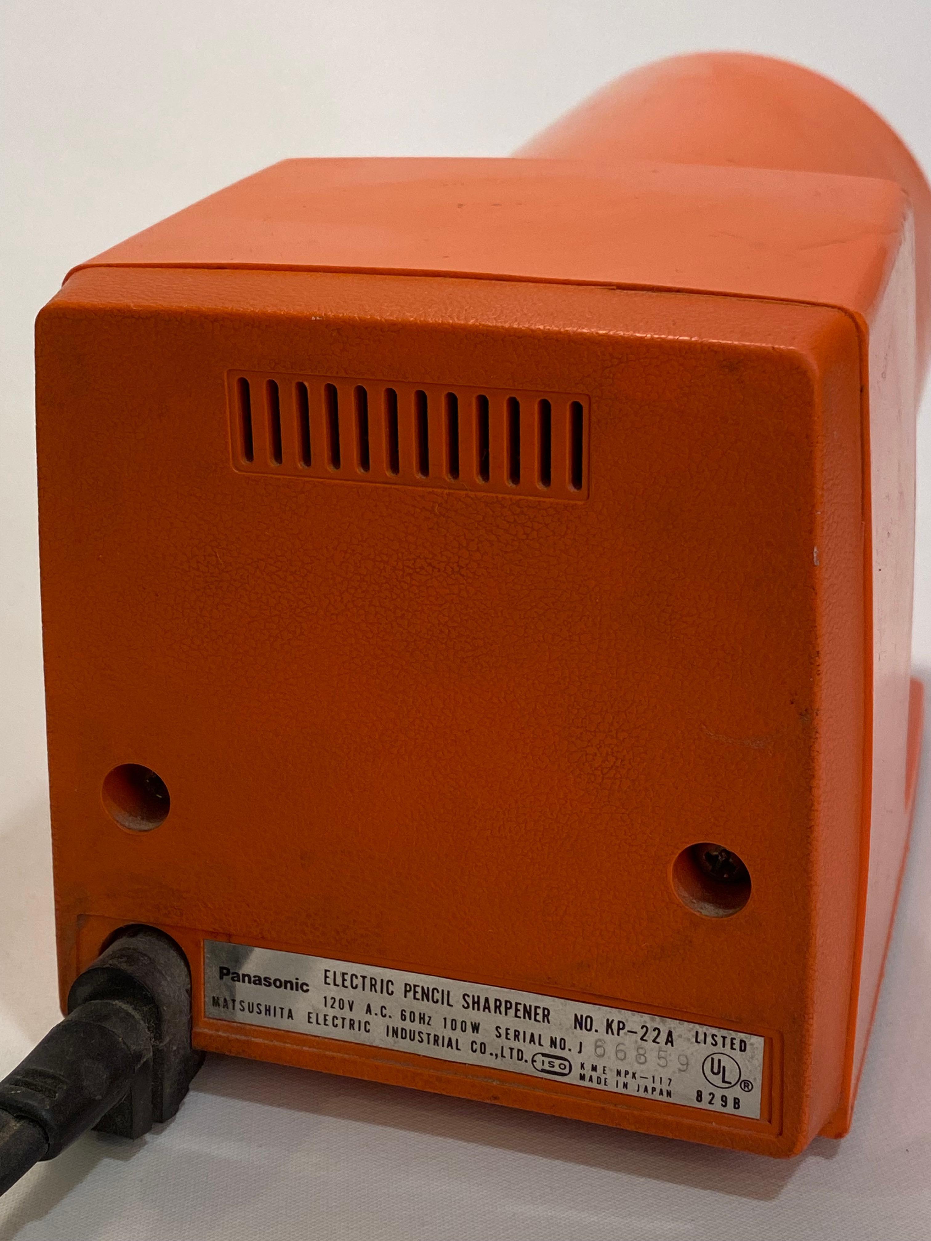 1960s Orange Panasonic KP-22A Electric Pencil Sharpener 1