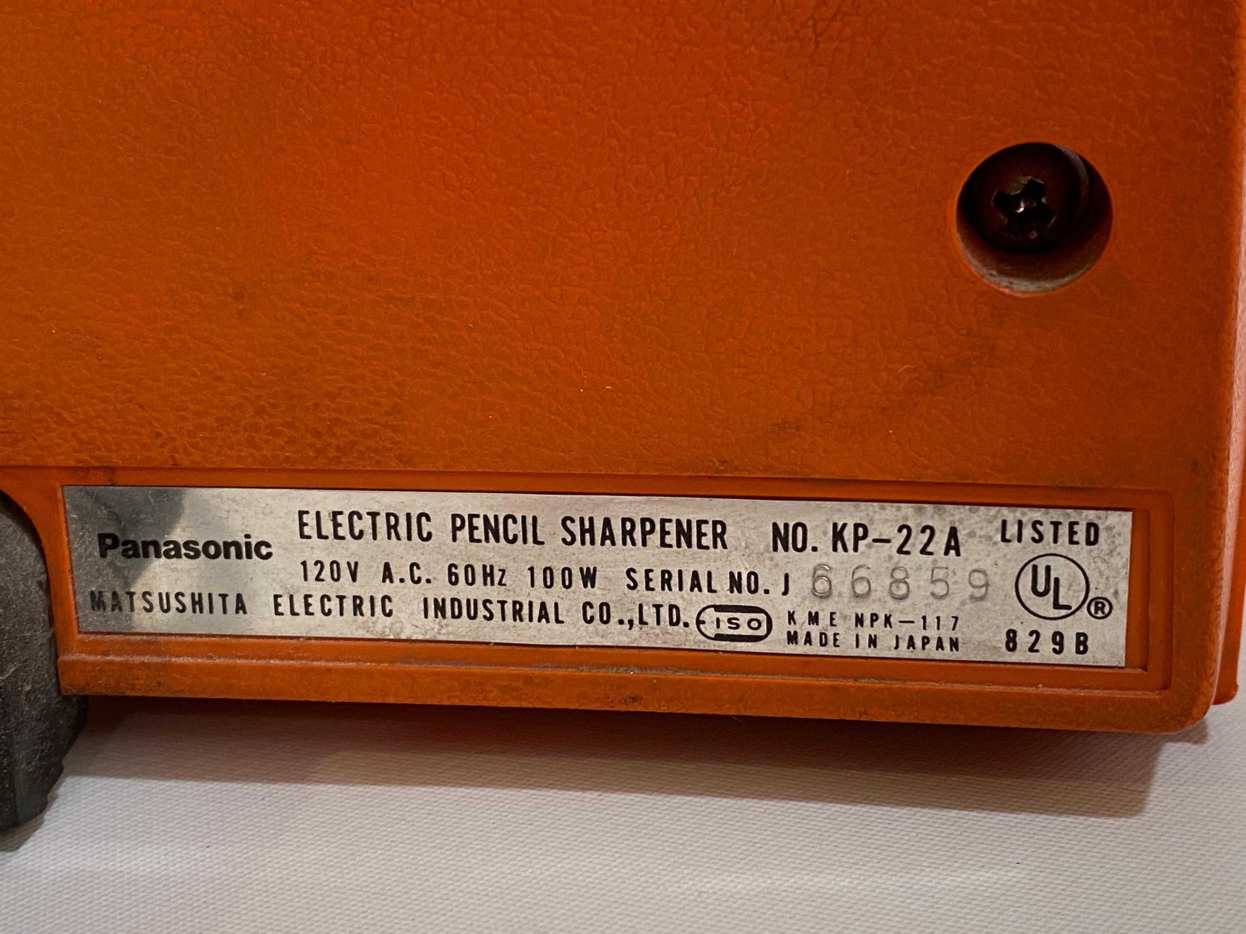 1960s Orange Panasonic KP-22A Electric Pencil Sharpener 2