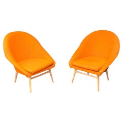 Retro 1960s Orange Shell Armchairs 