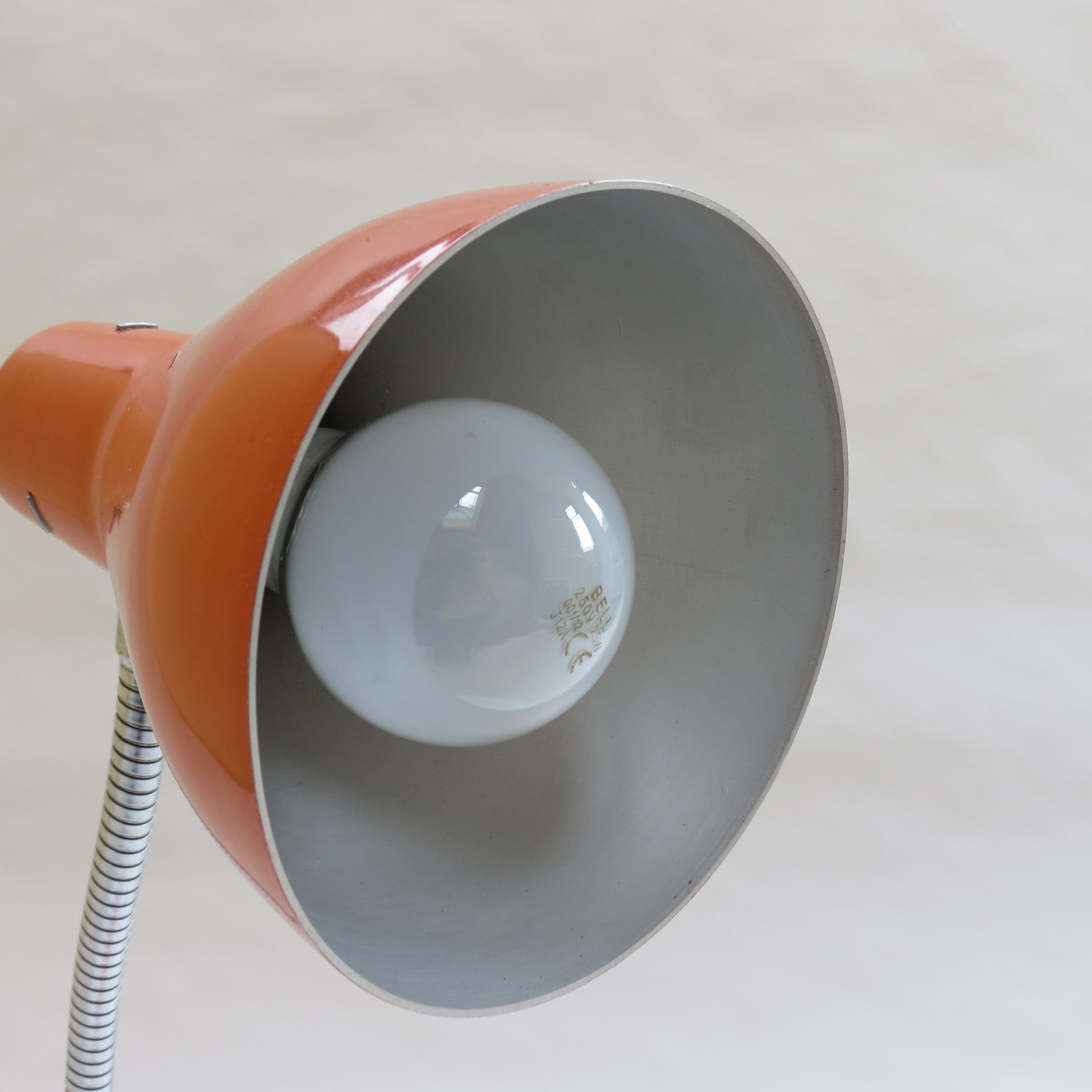 1960s Orange Vintage Desk Lamp by H Terry and Son 1