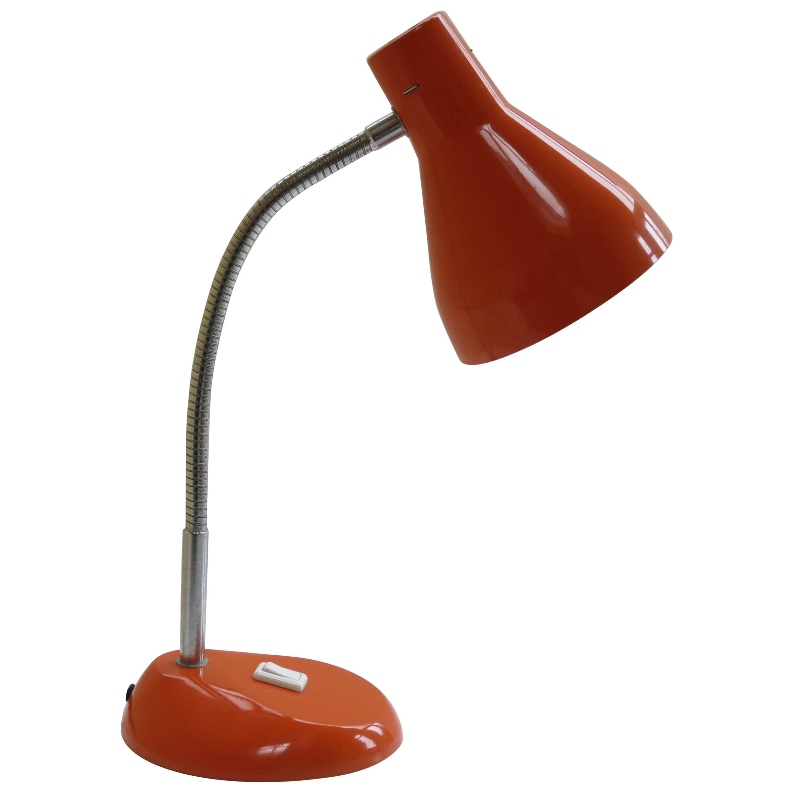 1960s Orange Vintage Desk Lamp by H Terry and Son