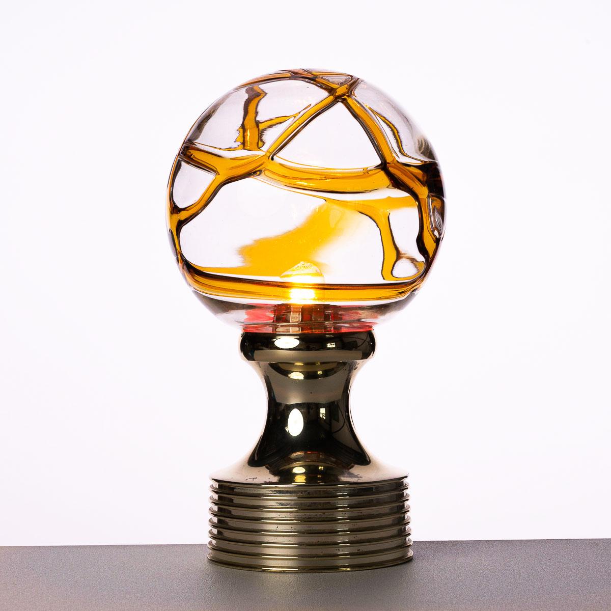 Orange/Gelb-Tischlampe aus den 1960er Jahren, Doria zugeschrieben im Angebot 1