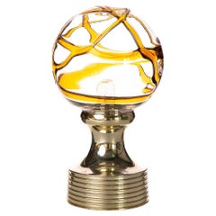 Vintage 1960s Orange/Yellow Table Lamp Attributed to Doria