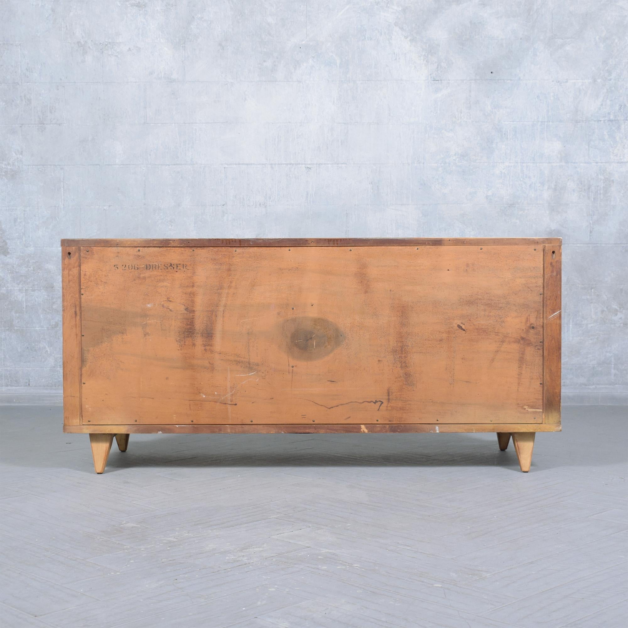 1960s Walnut Mid-Century Organic Modern Chest of Drawers: Handcrafted & Restored For Sale 7