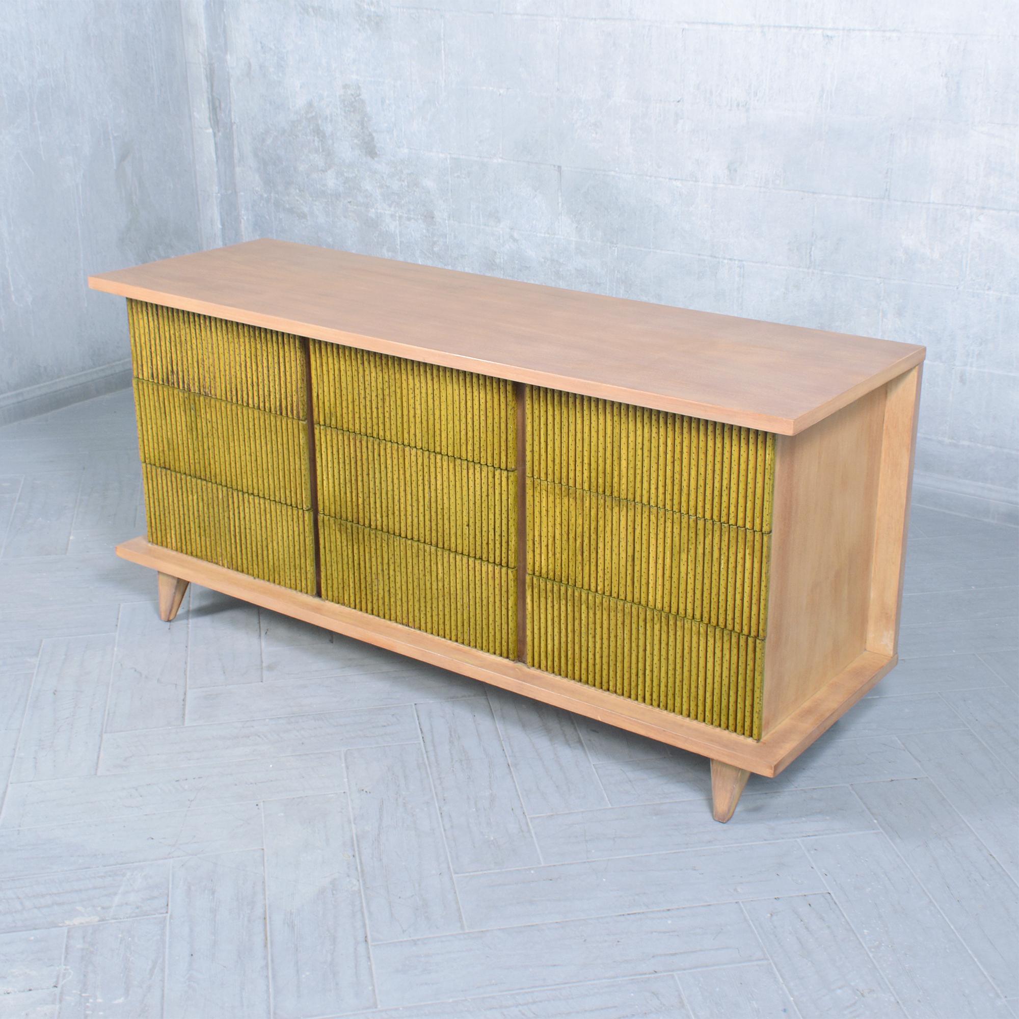 Stained 1960s Walnut Mid-Century Organic Modern Chest of Drawers: Handcrafted & Restored For Sale