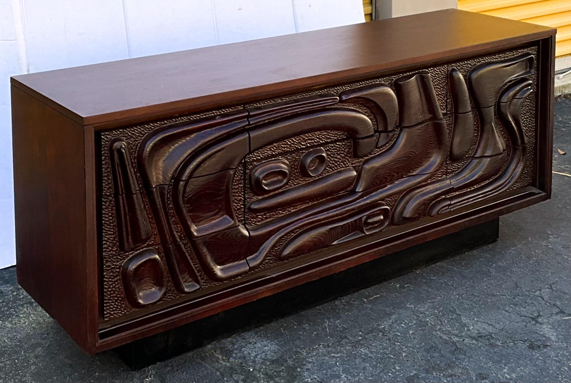 20th Century 1960s Organic Modern Witco Brutalist Style Credenza / Chest by Pulaski