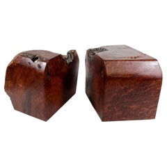 1960s Organic Natural Raw Edge Wood Bookends Desk Library