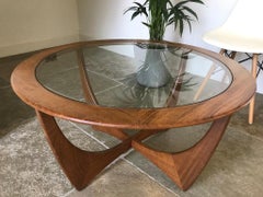 1960s Organic Retro Vintage Teak Coffee Table with Glass Centre 2 available