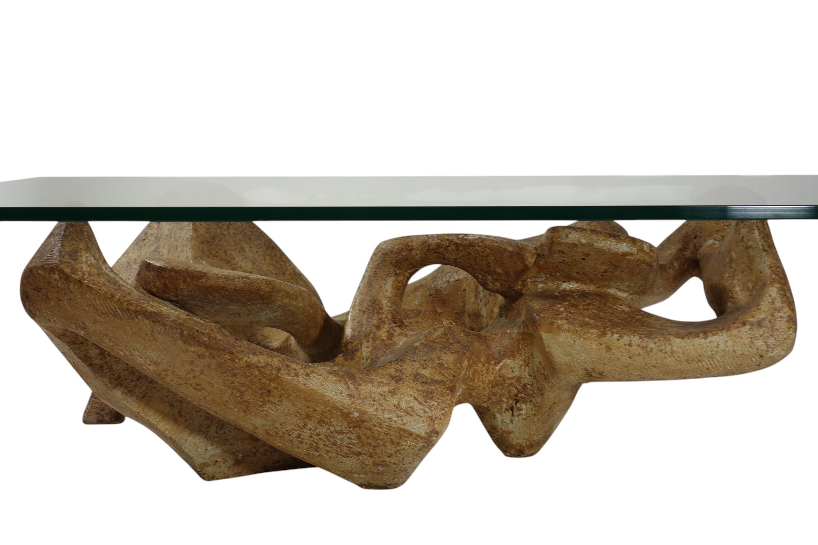 Metà XX secolo Tavolino da caffè con scultura organica degli anni '60, design moderno del medio secolo in vendita