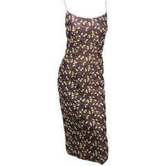 Vintage 1960s Organza Cocktail Dress with Foliage Embroidery