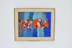 1960s Original Abstract Painting By Swedish Artist Kulo Green (1913-1972)