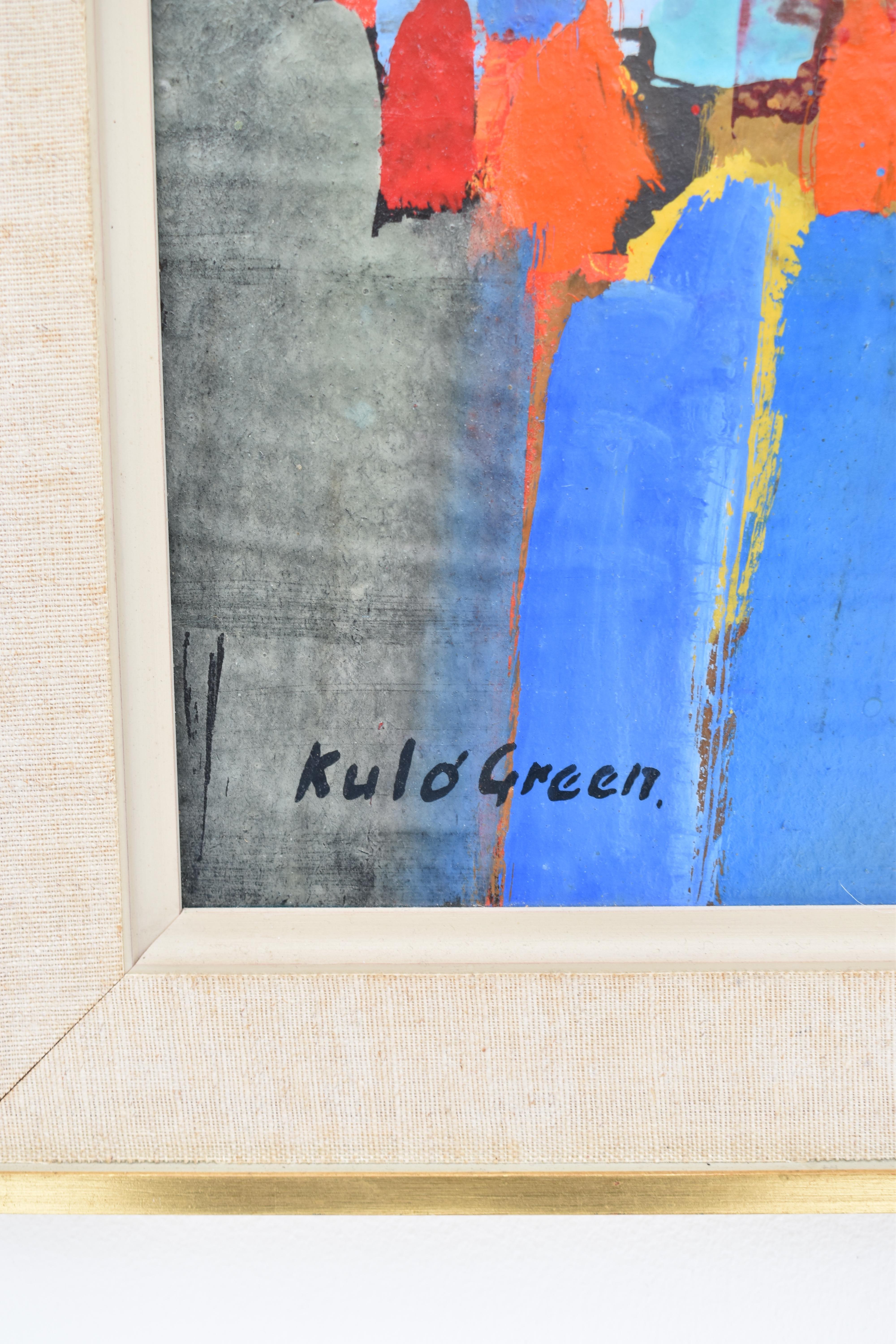Peinture abstraite originale des années 1960 de l'artiste suédois Kulo Greene (1913-1972) en vente 2
