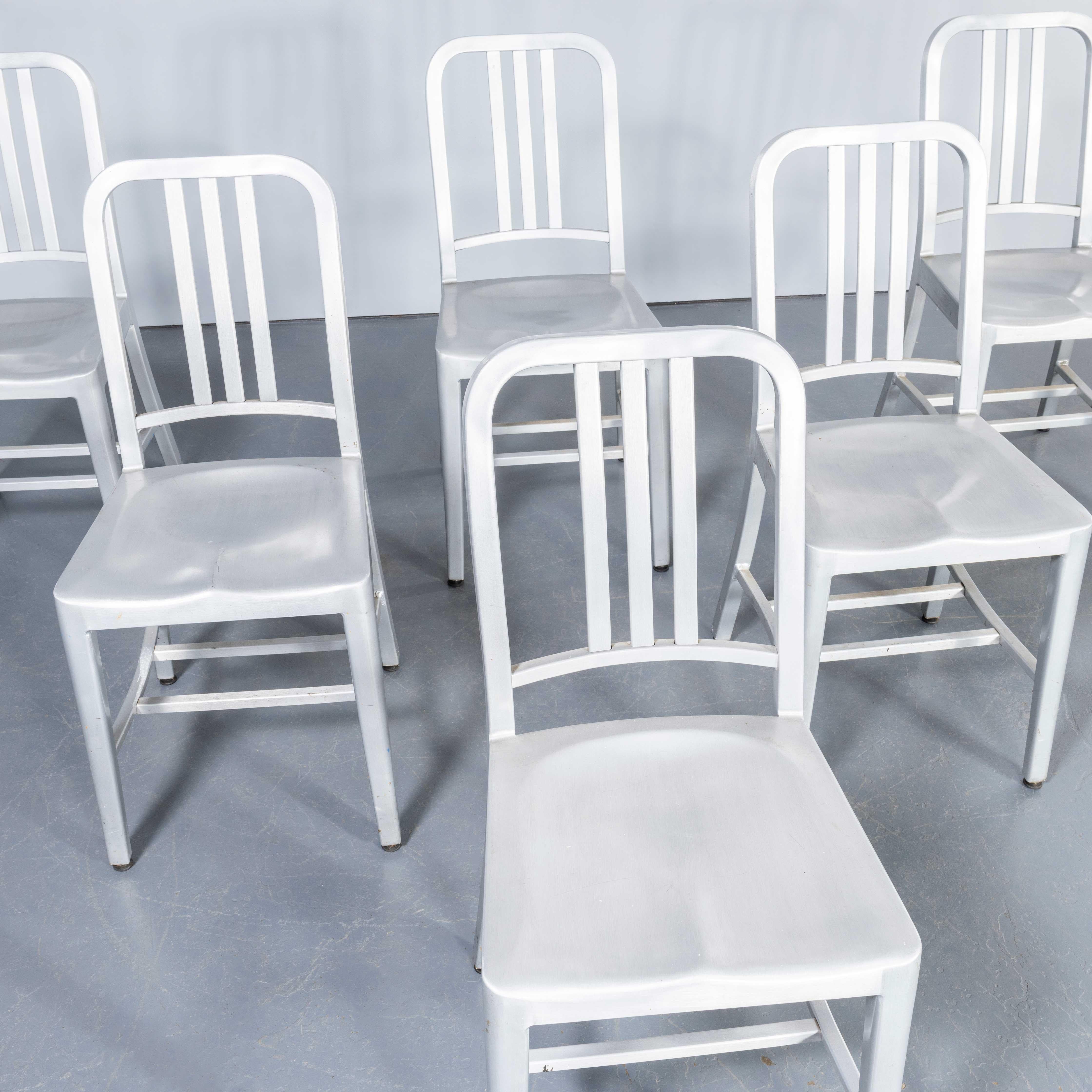 Central American 1960's Original Aluminium Emeco 1006 Navy Dining Chair - Set Of Six