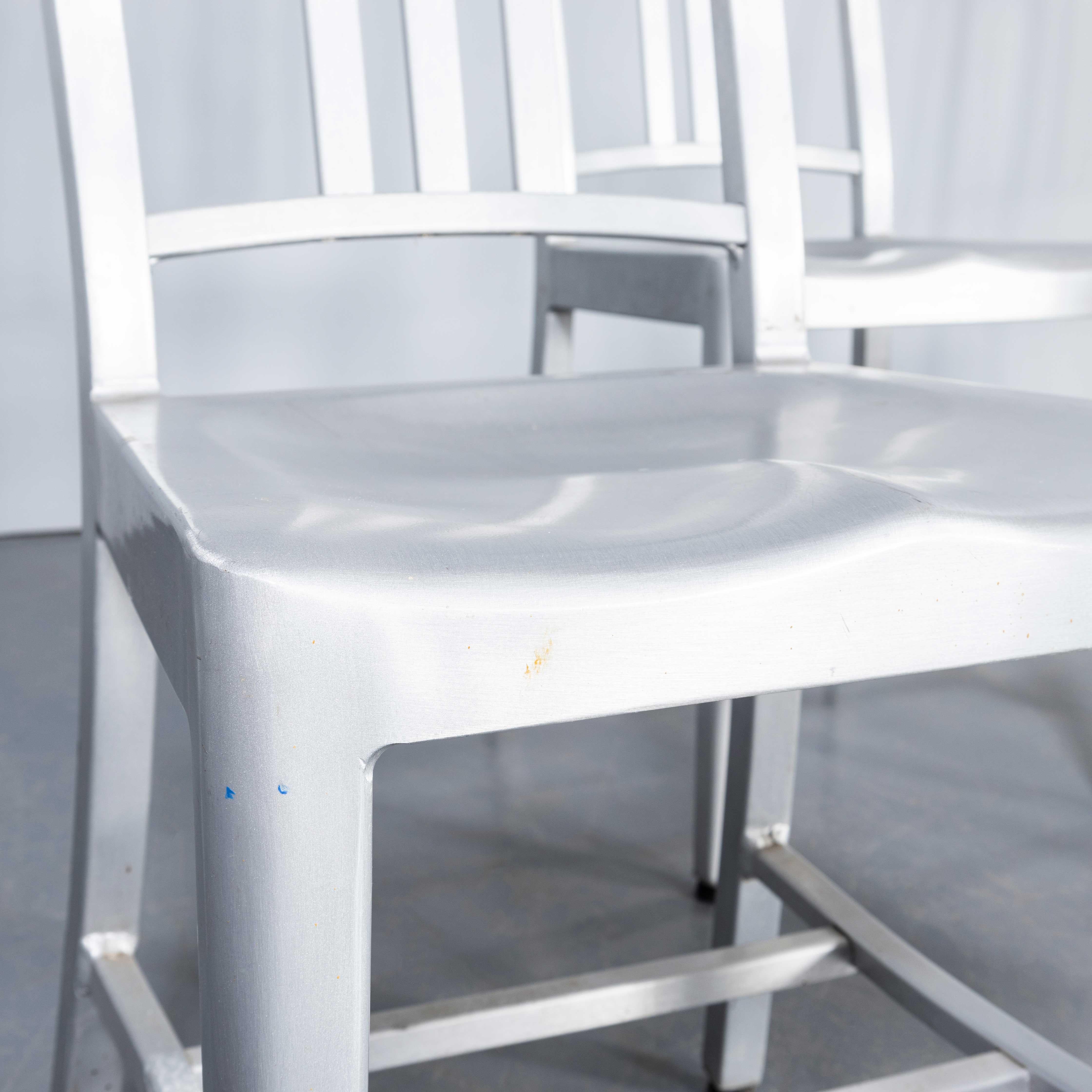 Mid-20th Century 1960's Original Aluminium Emeco 1006 Navy Dining Chair - Set Of Six