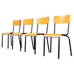 1960’s Original Black French Stacking University Chairs Wide Back - Set Of Four