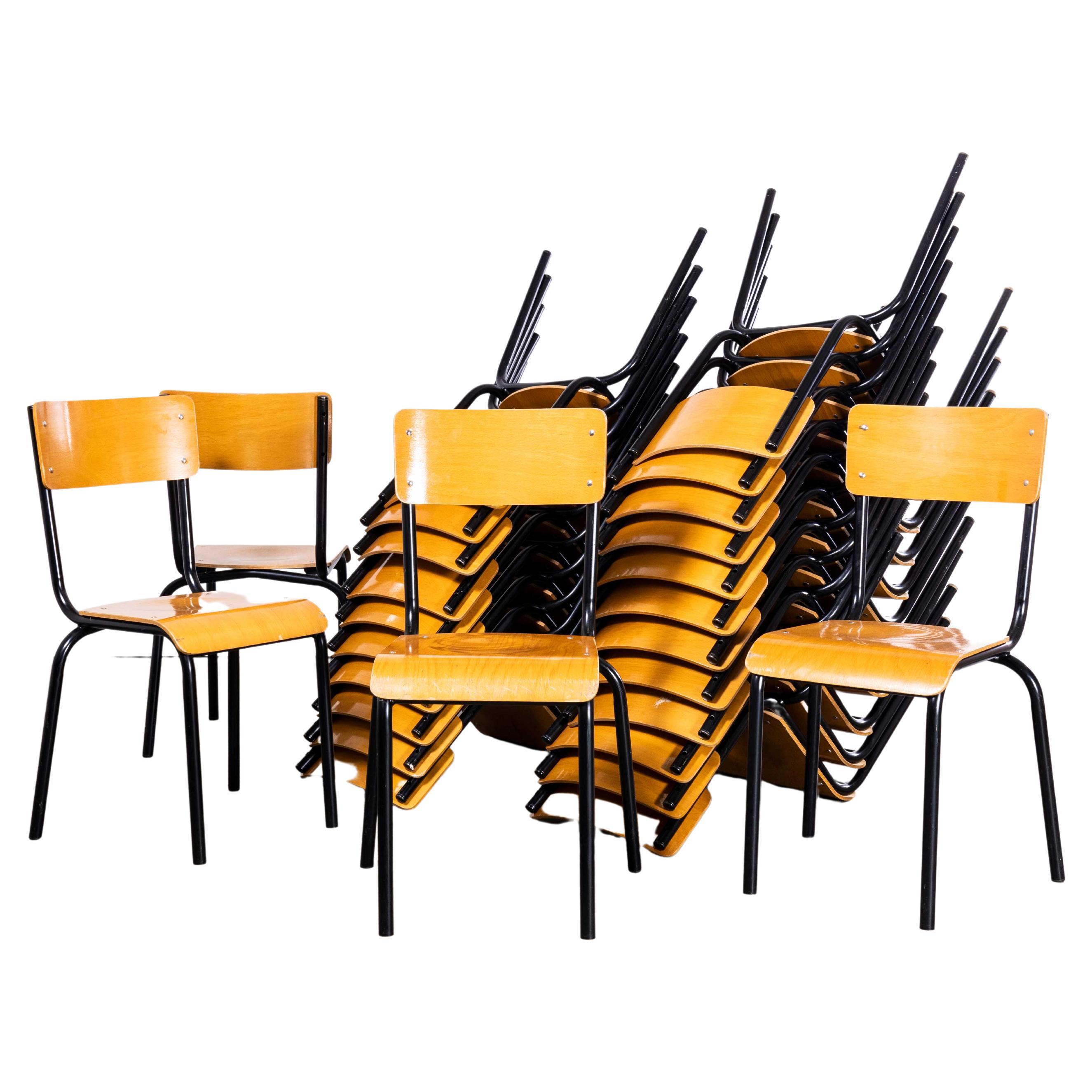 1960’s Original Black French Stacking University Chairs Wide Back - Various Qty For Sale