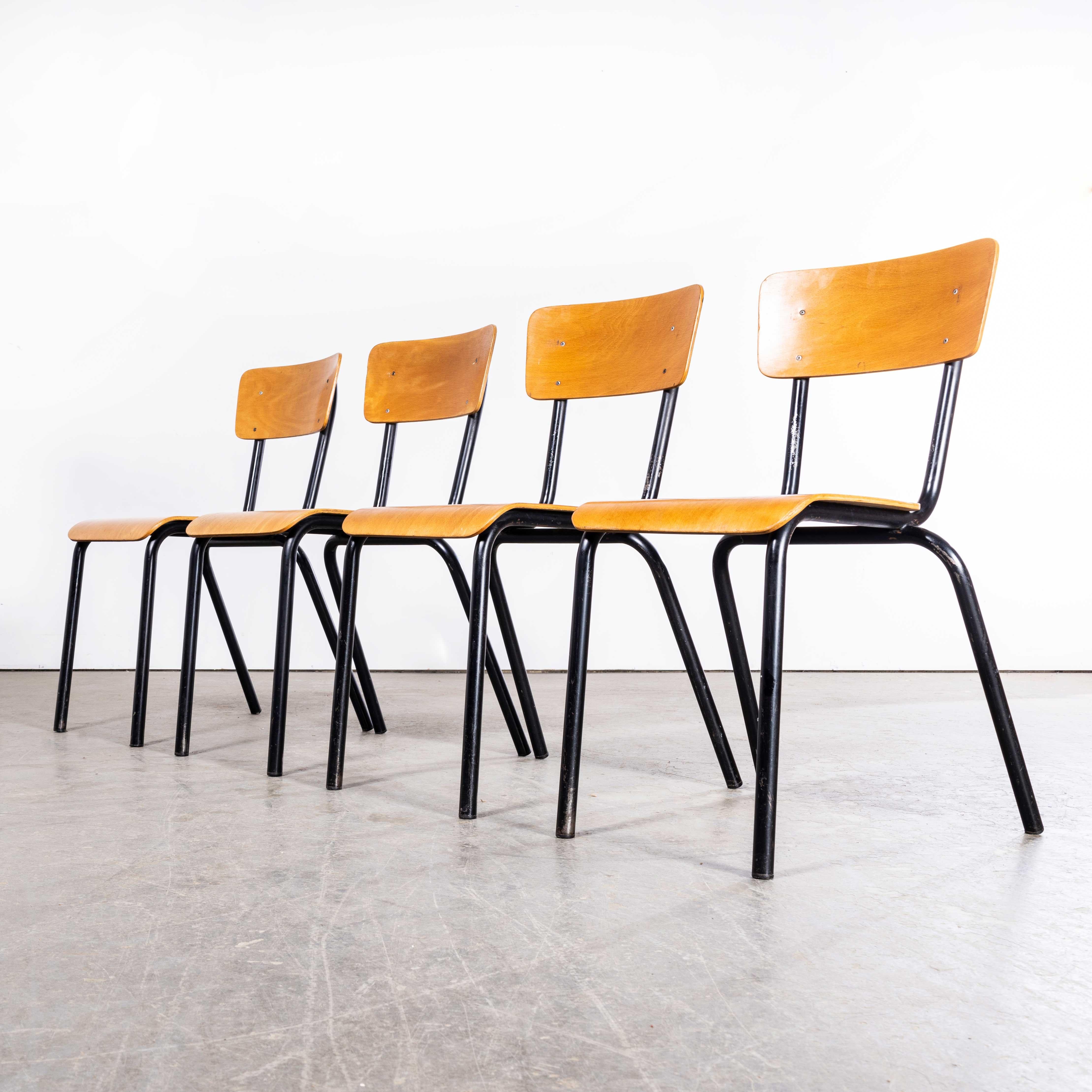 1960’s Original Black French Stacking University Dining Slim - Set Of four In Good Condition For Sale In Hook, Hampshire