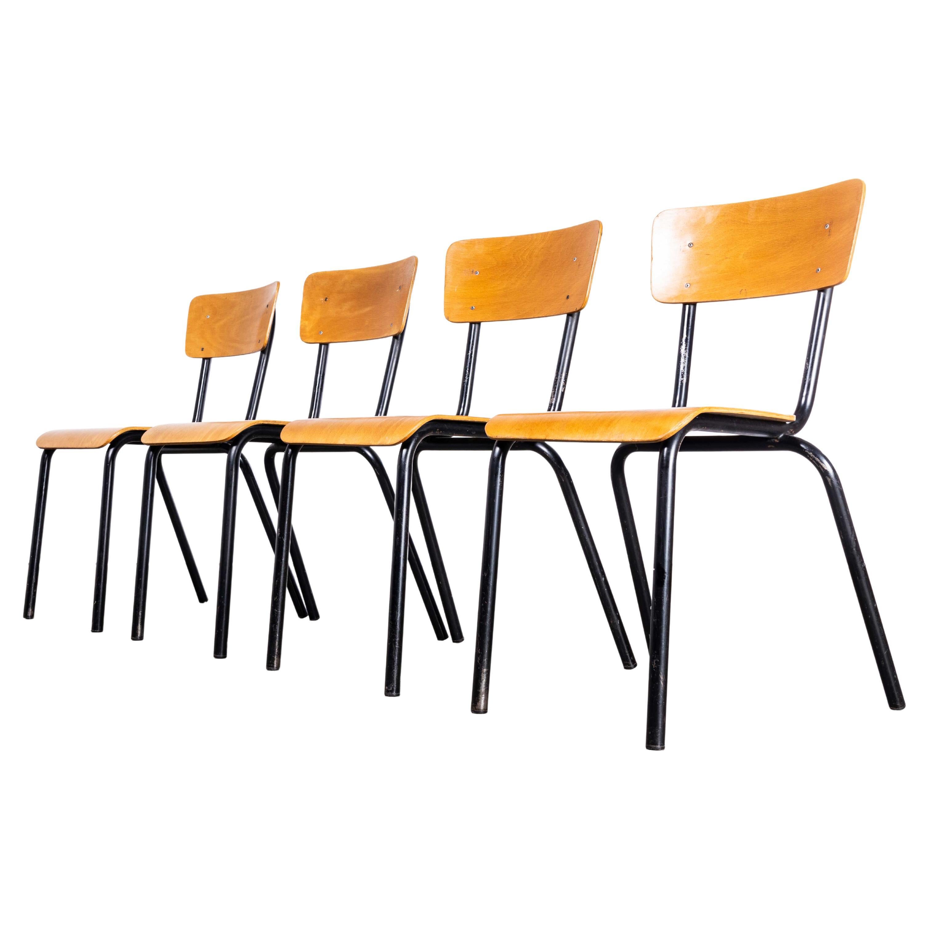 1960’s Original Black French Stacking University Dining Slim - Set Of four For Sale