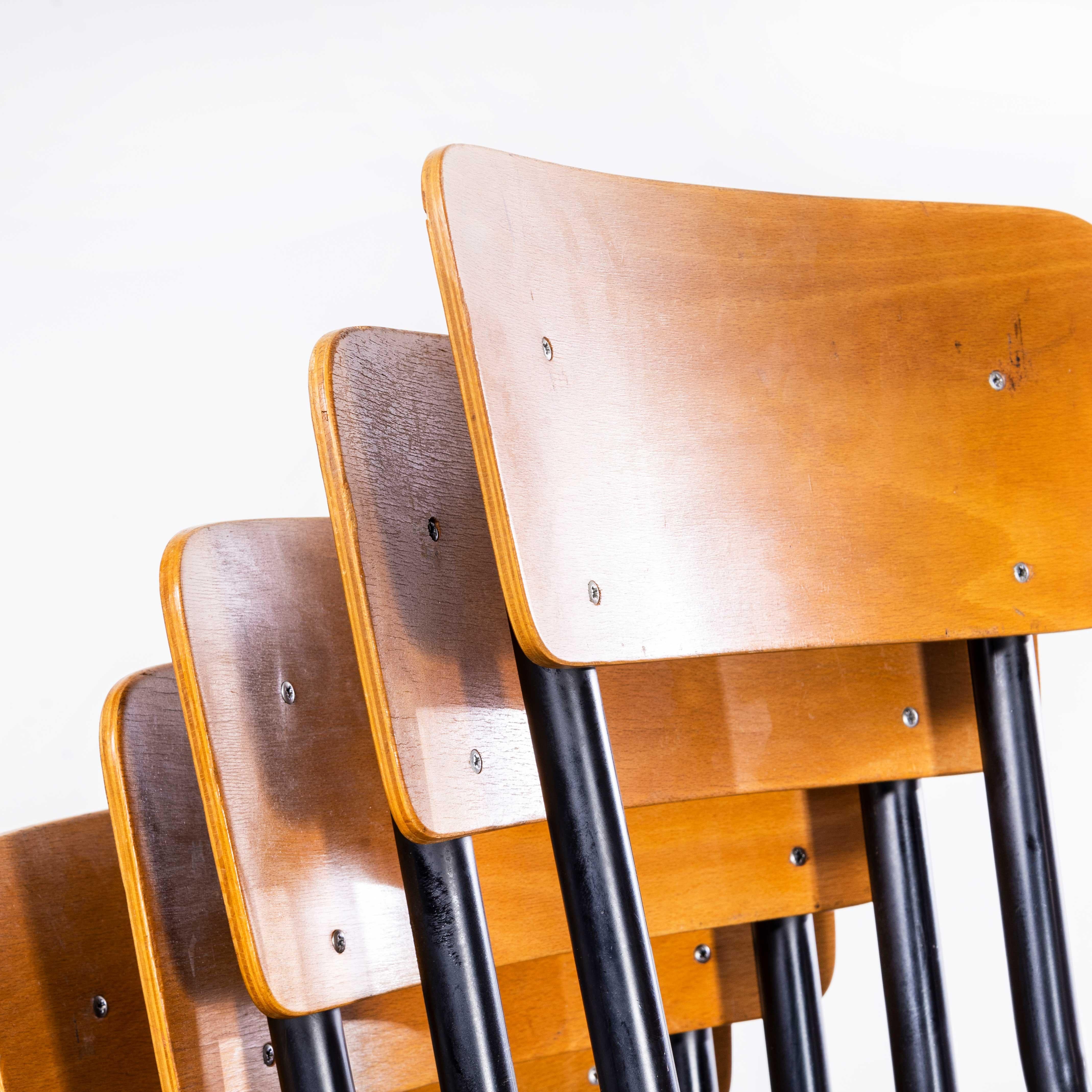 1960’s Original Black French Stacking University Dining Slim - Set Of Six For Sale 3