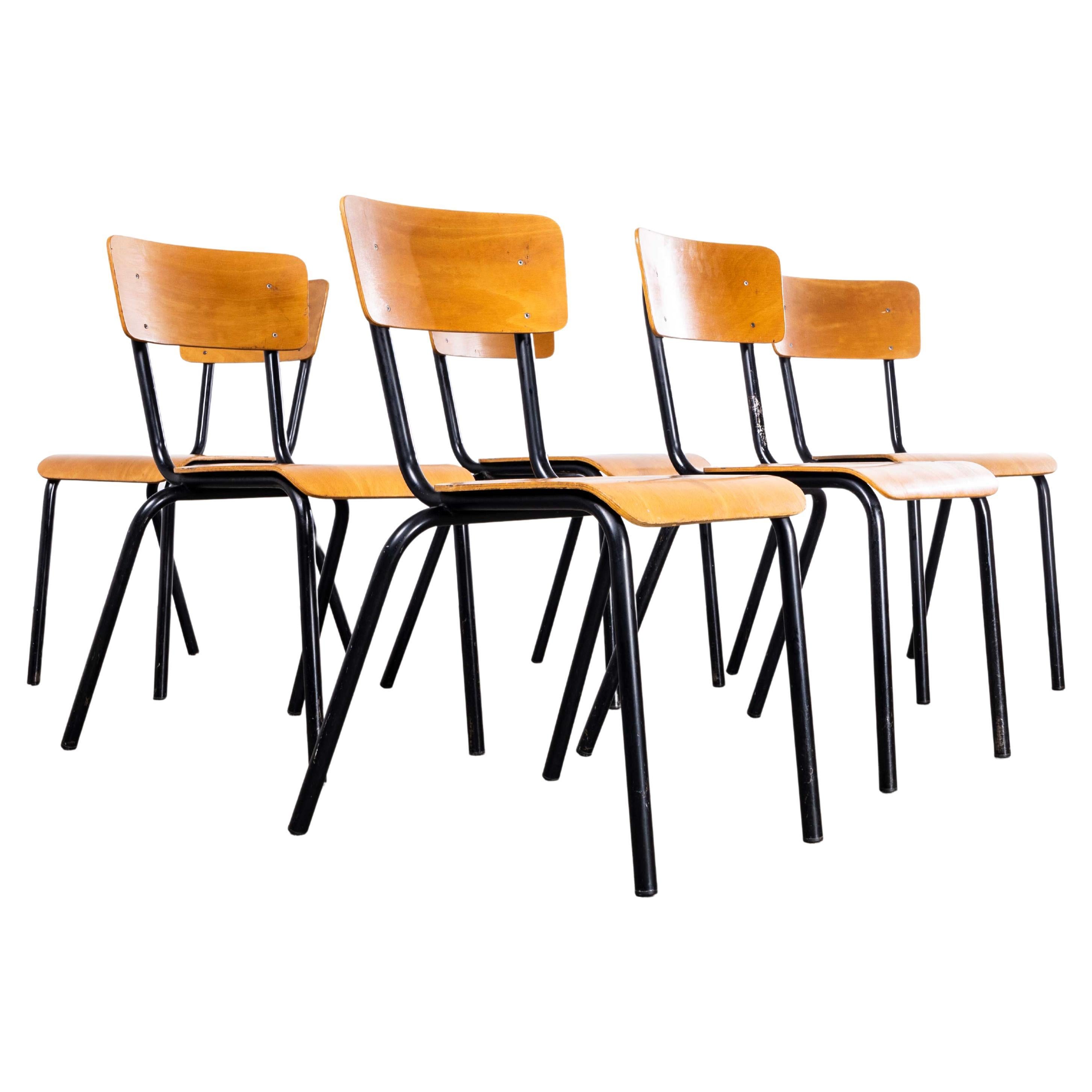 1960’s Original Black French Stacking University Dining Slim - Set Of Six For Sale