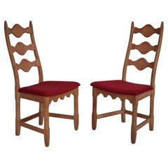 1960s, Original Danish Design by Henning Kjærnulf, 2 Pcs Chairs, Oak Wood