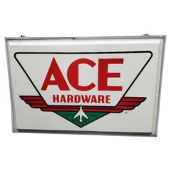 1960s Original Dual Sided Hanging Light Up Ace Hardware Outdoor Logo