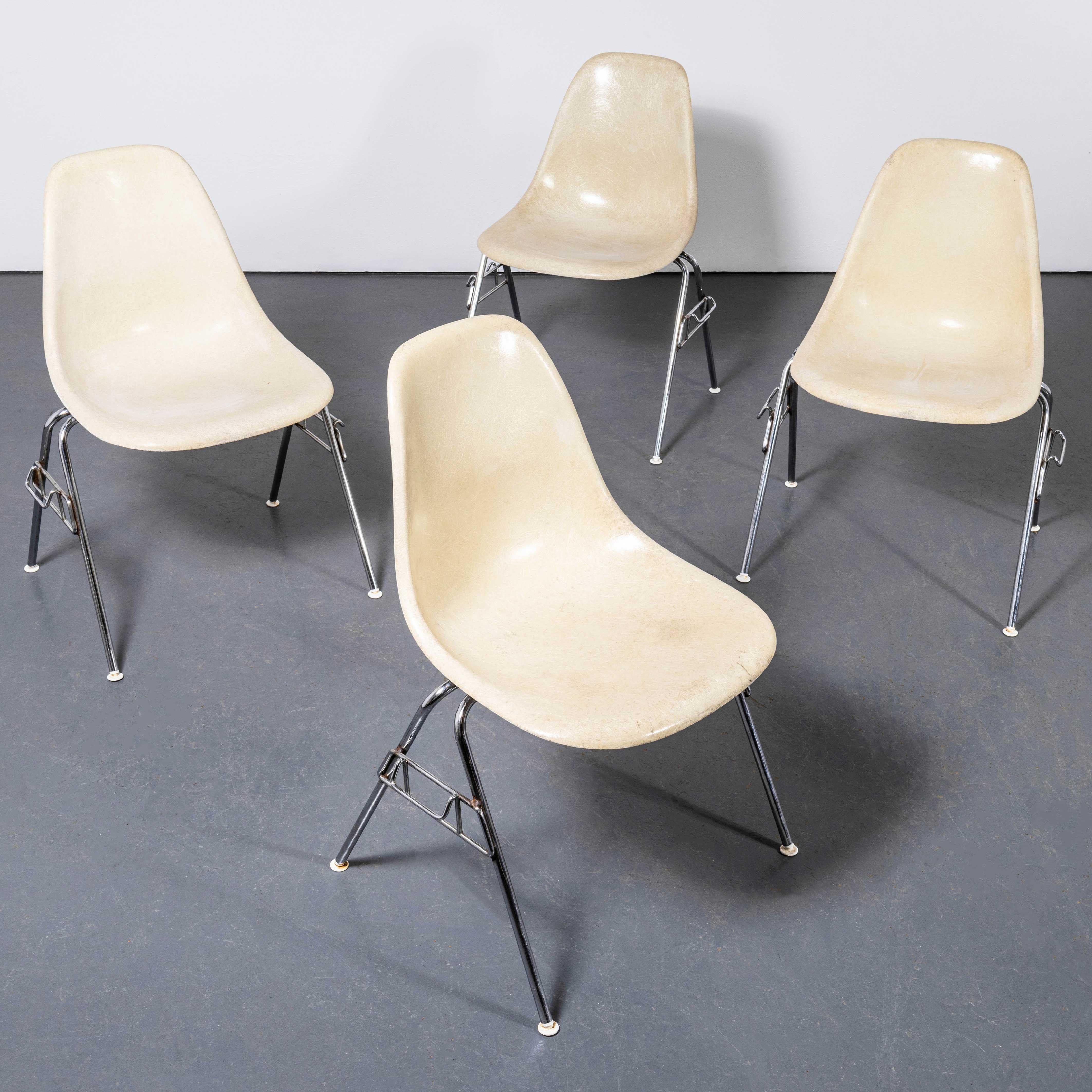 1960's Eames DSS Stacking Off White Fibreglass Chair - Large Quantity Available For Sale 5