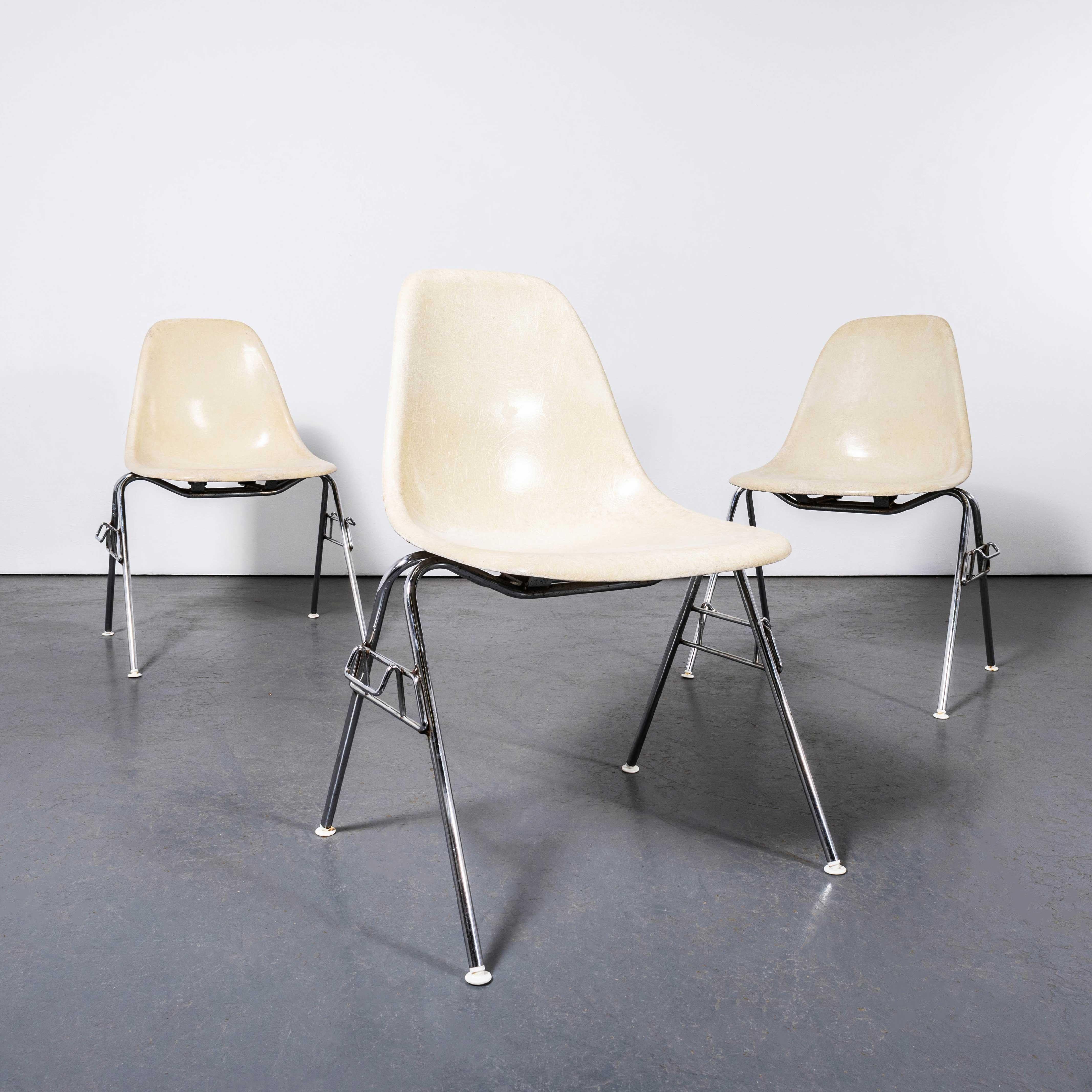 Fiberglass 1960's Eames DSS Stacking Off White Fibreglass Chair - Large Quantity Available For Sale