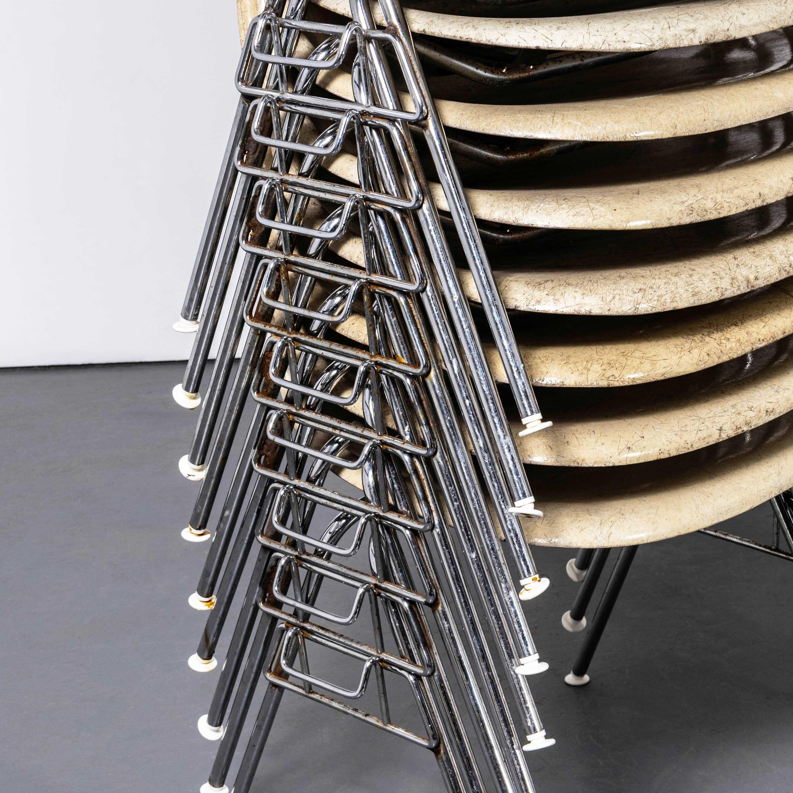 1960's Eames DSS Stacking Off White Fibreglass Chair - Large Quantity Available For Sale 1
