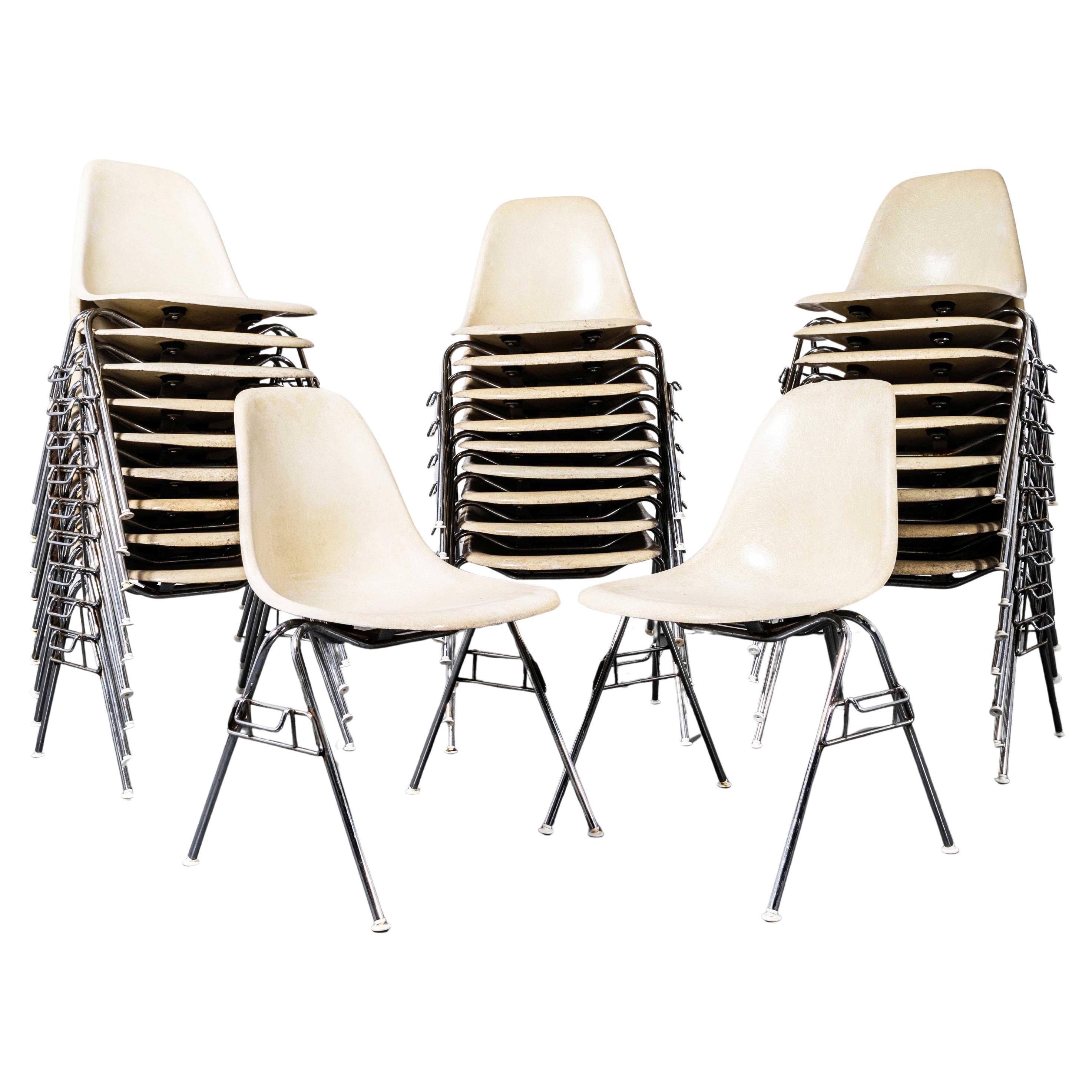 1960's Eames DSS Stacking Off White Fibreglass Chair - Large Quantity Available For Sale