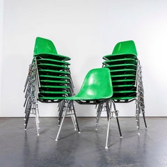 1960's Original Eames DSS Stacking Vivid Green Fibreglass Dining Chair