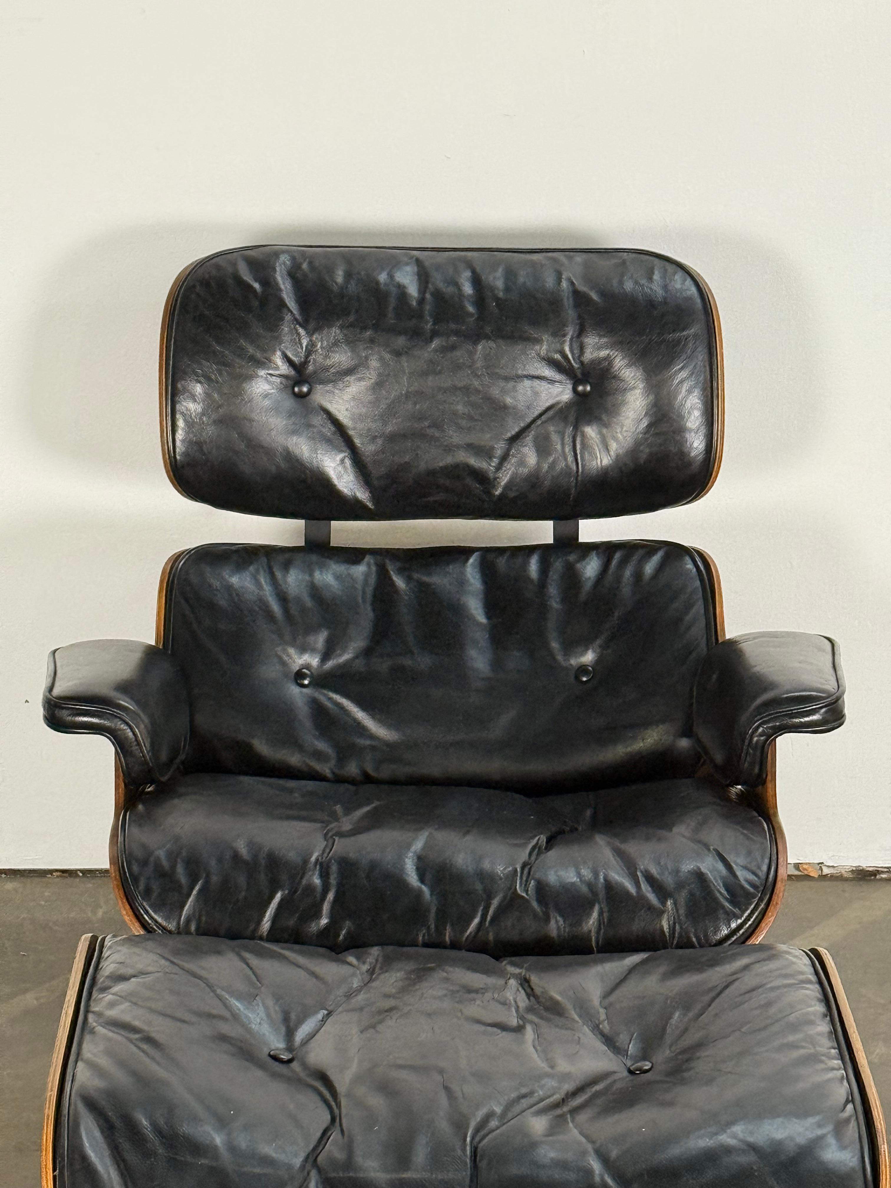 1960er Jahre Original früher Herman Miller Eames Lounge Chair und Ottoman im Angebot 4