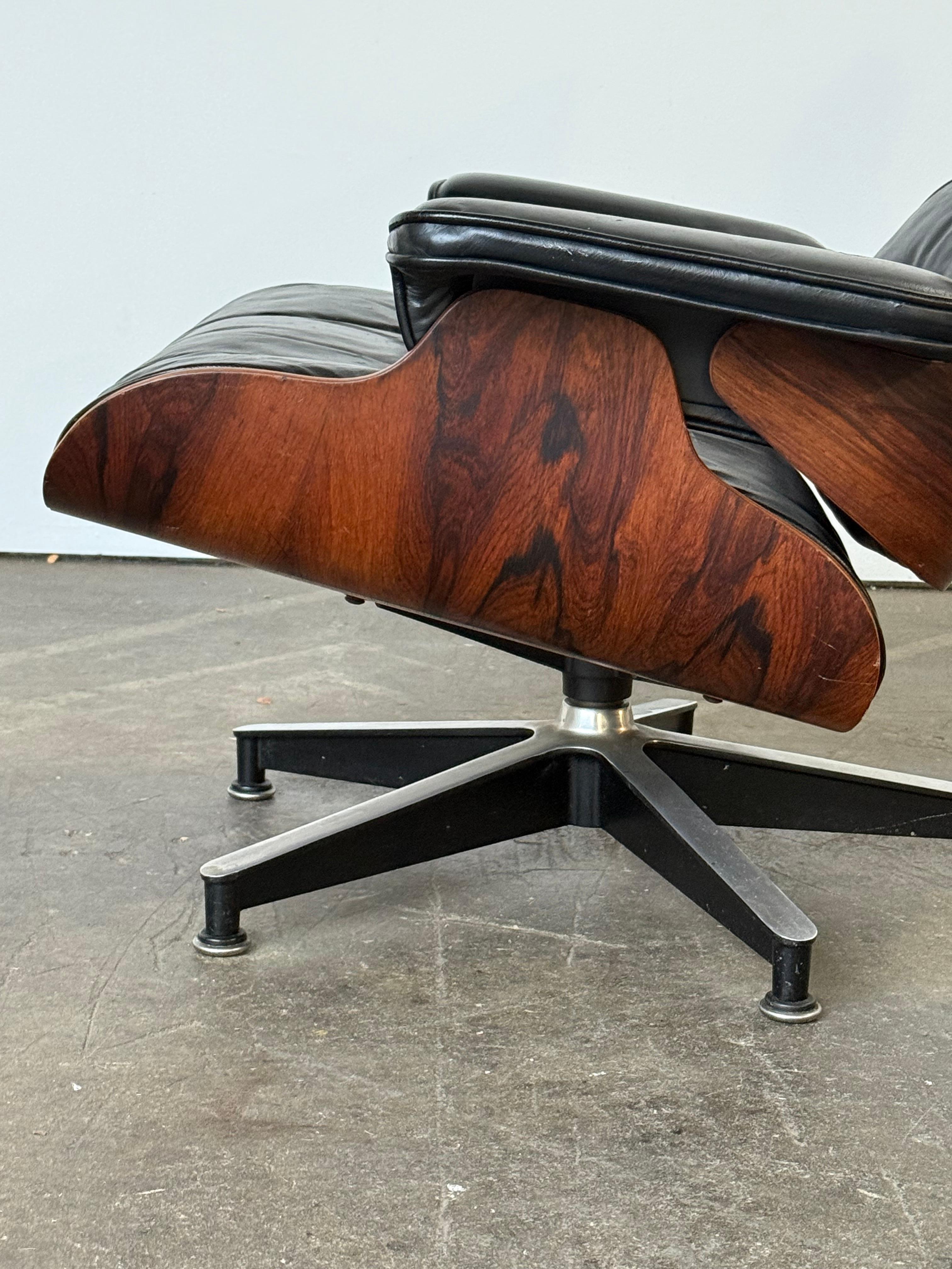 1960er Jahre Original früher Herman Miller Eames Lounge Chair und Ottoman im Angebot 4
