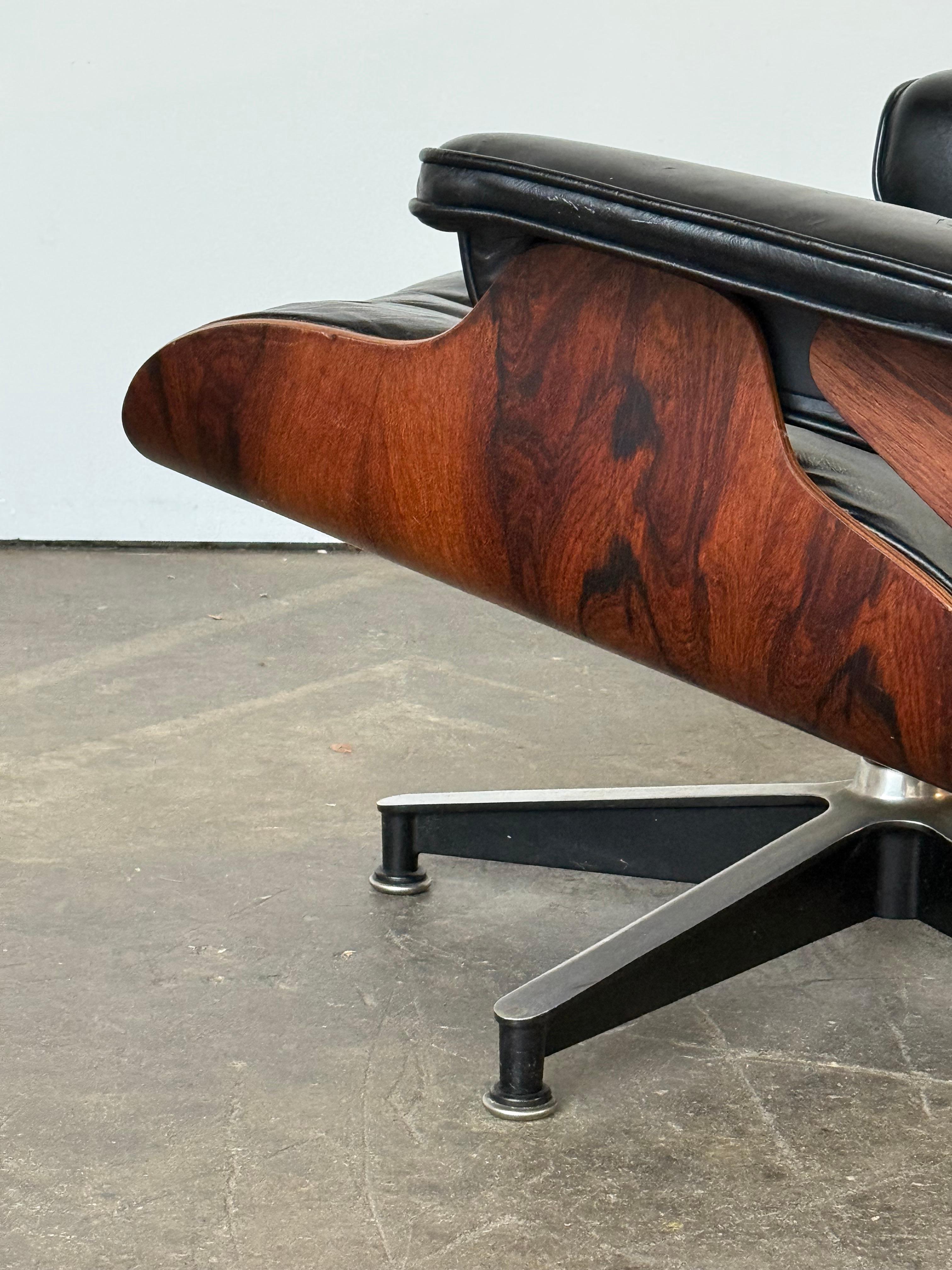 1960er Jahre Original früher Herman Miller Eames Lounge Chair und Ottoman im Angebot 5