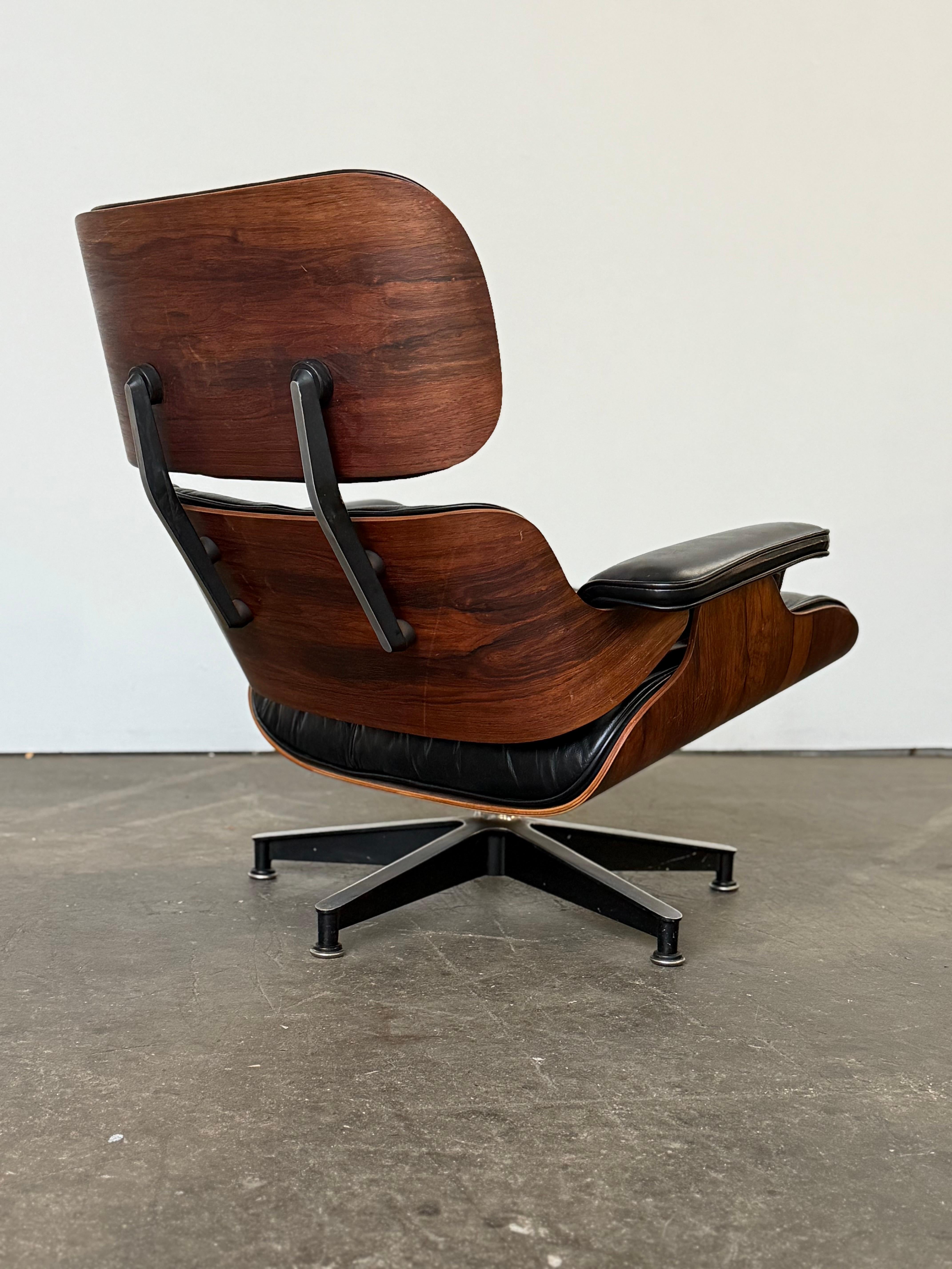 1960er Jahre Original früher Herman Miller Eames Lounge Chair und Ottoman im Angebot 7