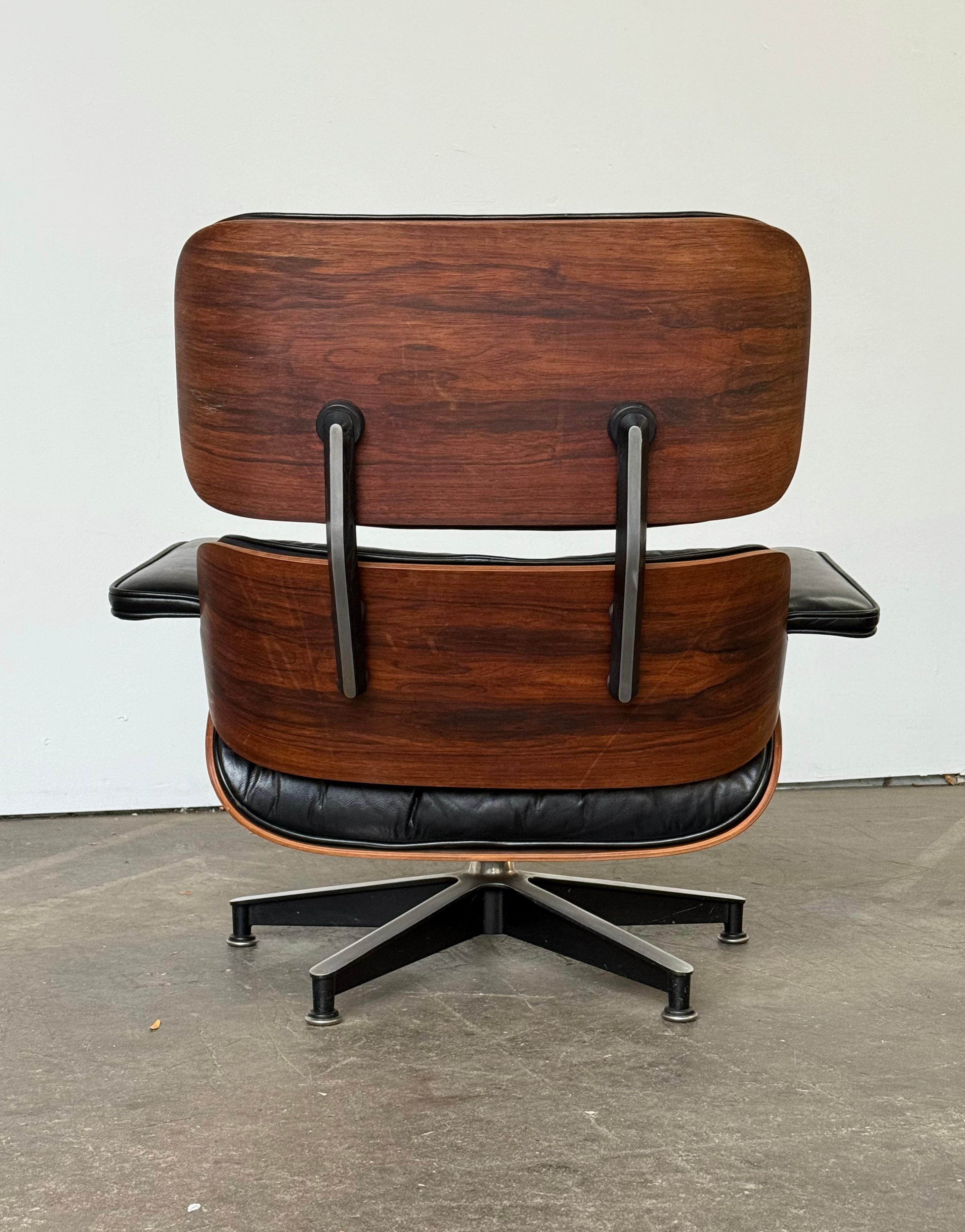 1960er Jahre Original früher Herman Miller Eames Lounge Chair und Ottoman im Angebot 14
