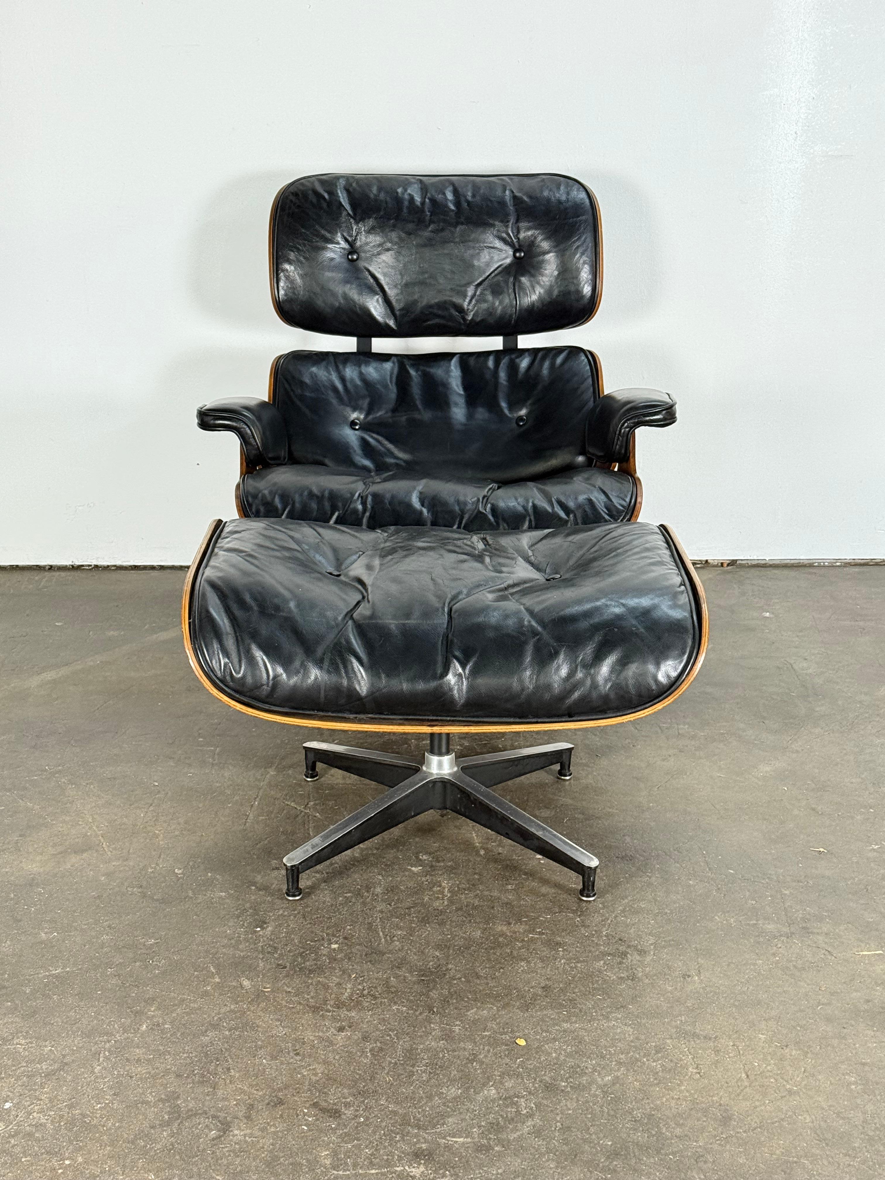 1960er Jahre Original früher Herman Miller Eames Lounge Chair und Ottoman im Angebot 2