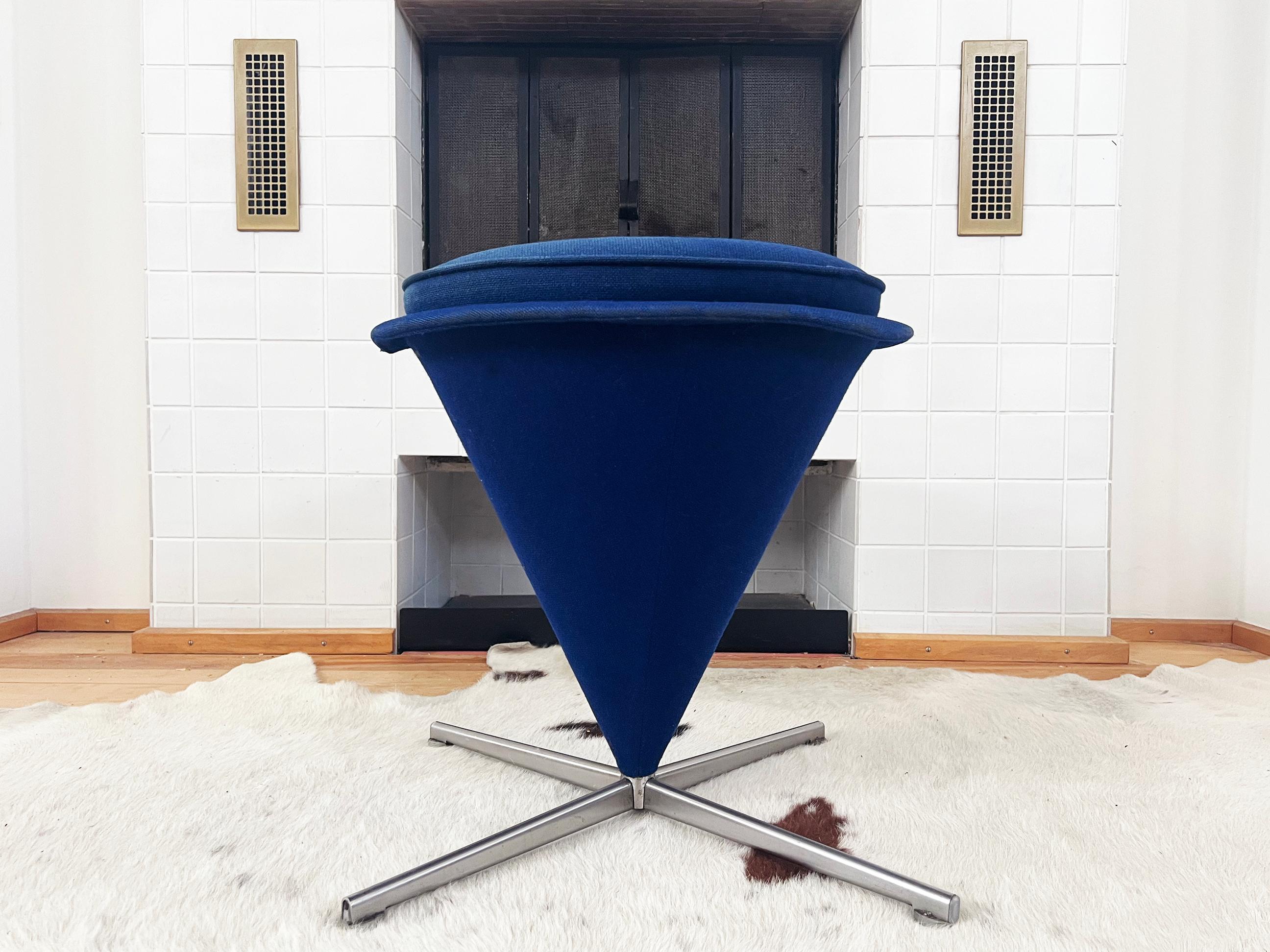 Steel 1960s Original Early Verner Panton Cone Swivel Chair + Ottoman SET-- 2 pieces For Sale