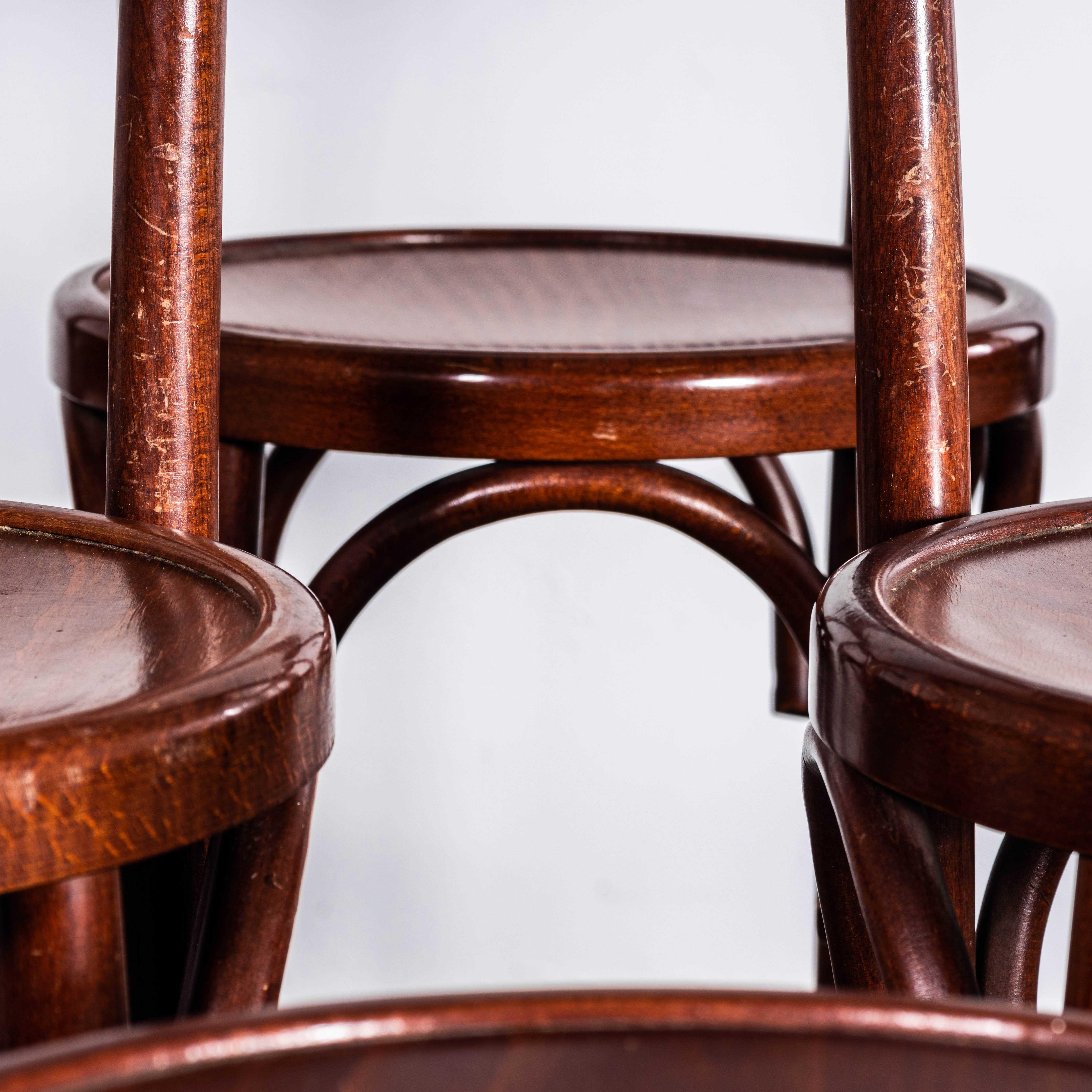 Mid-20th Century 1960's Original French Bentwood High Bar Chairs - Set Of Six