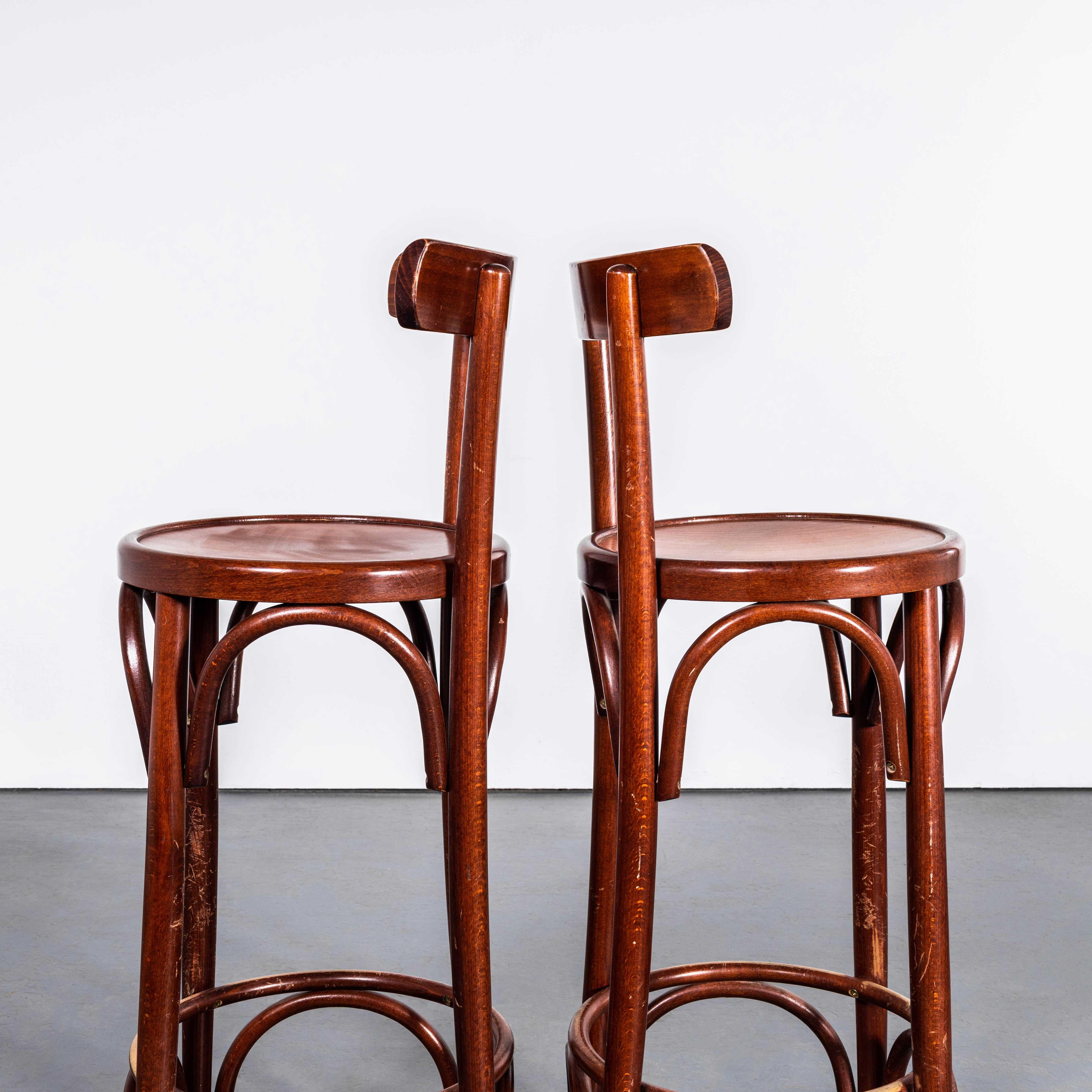1960's Original French Bentwood High Bar Chairs - Set Of Six 1