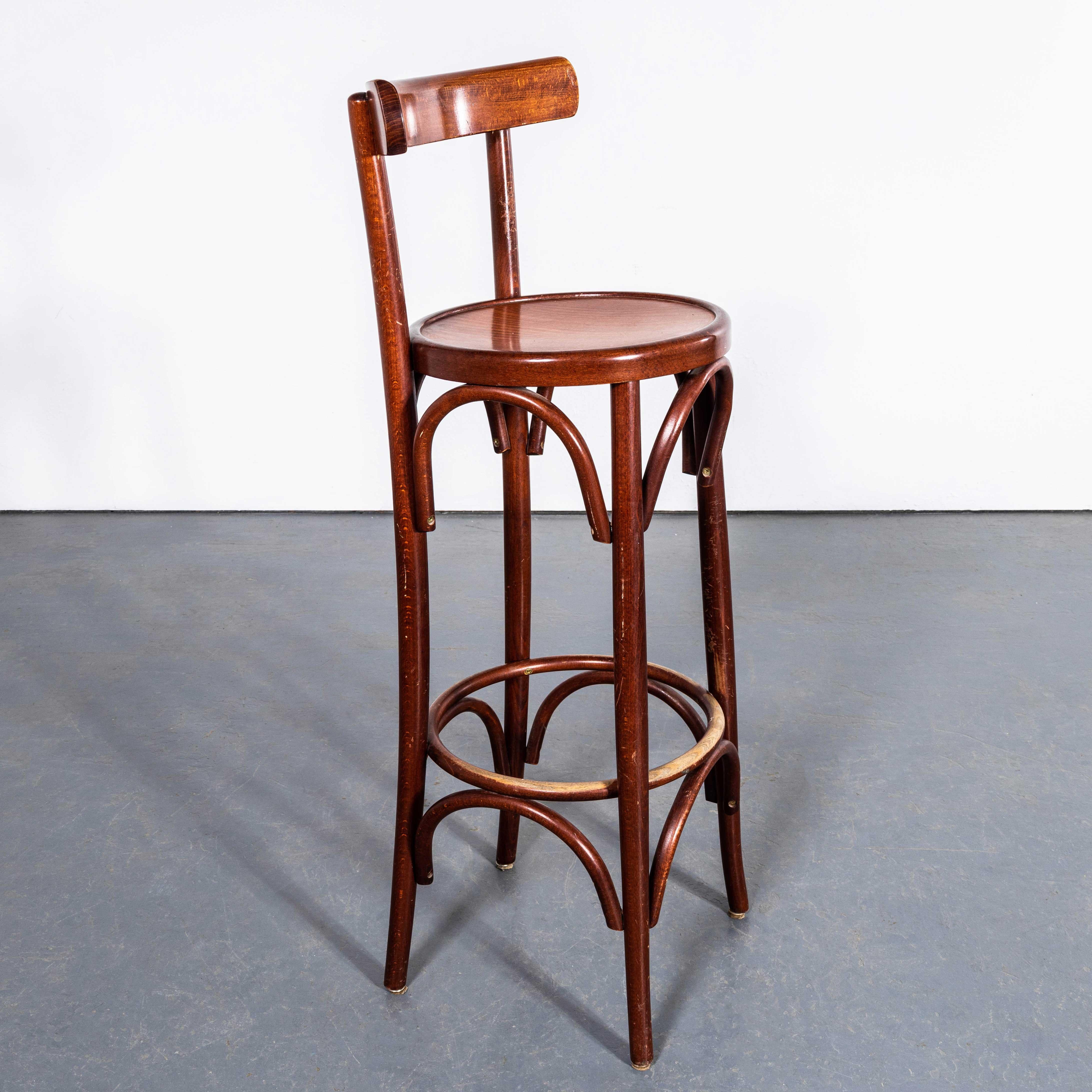 1960's Original French Bentwood High Bar Chairs - Set Of Six 2