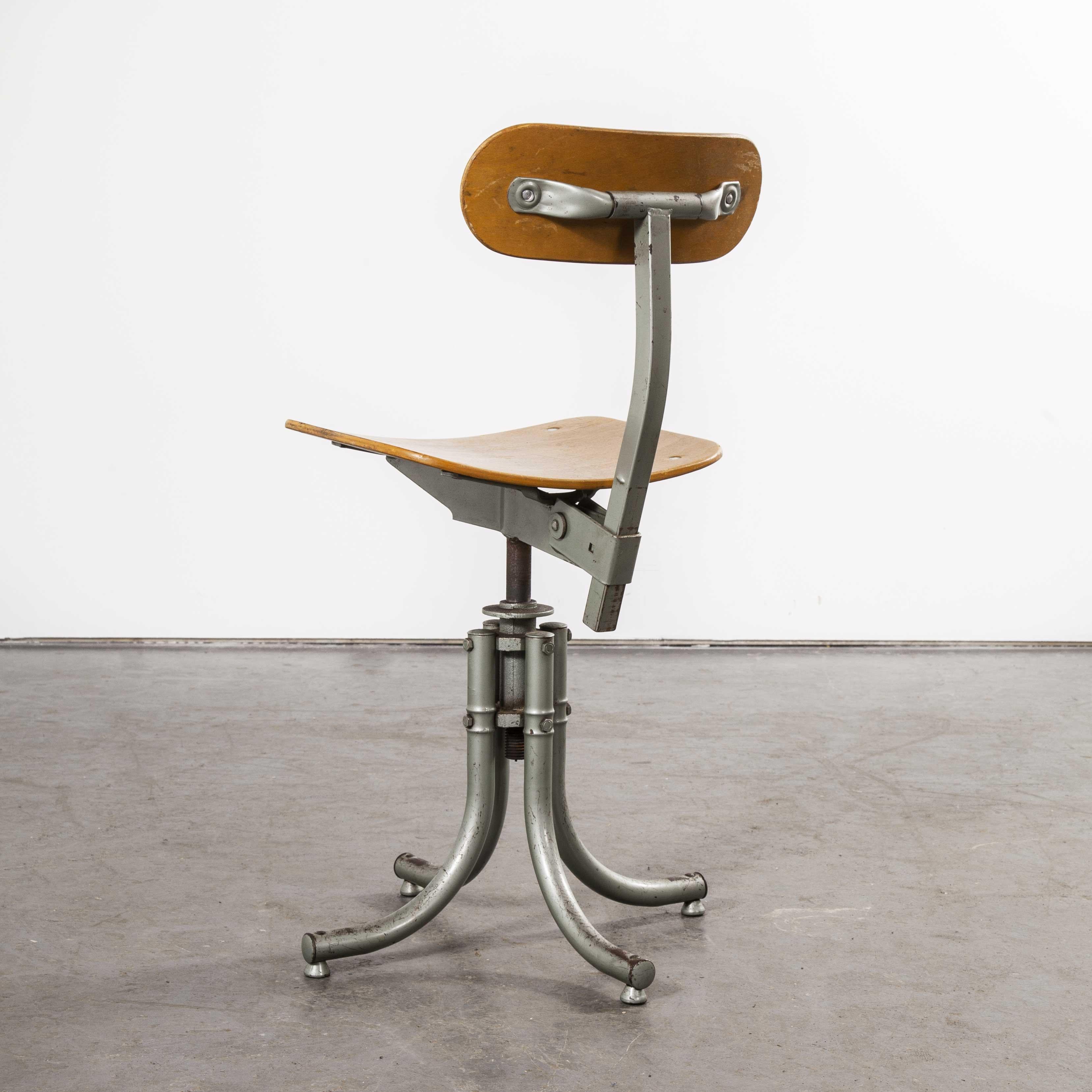 1960s Original French Bienaise Swiveling Atelier, Desk Chair 2