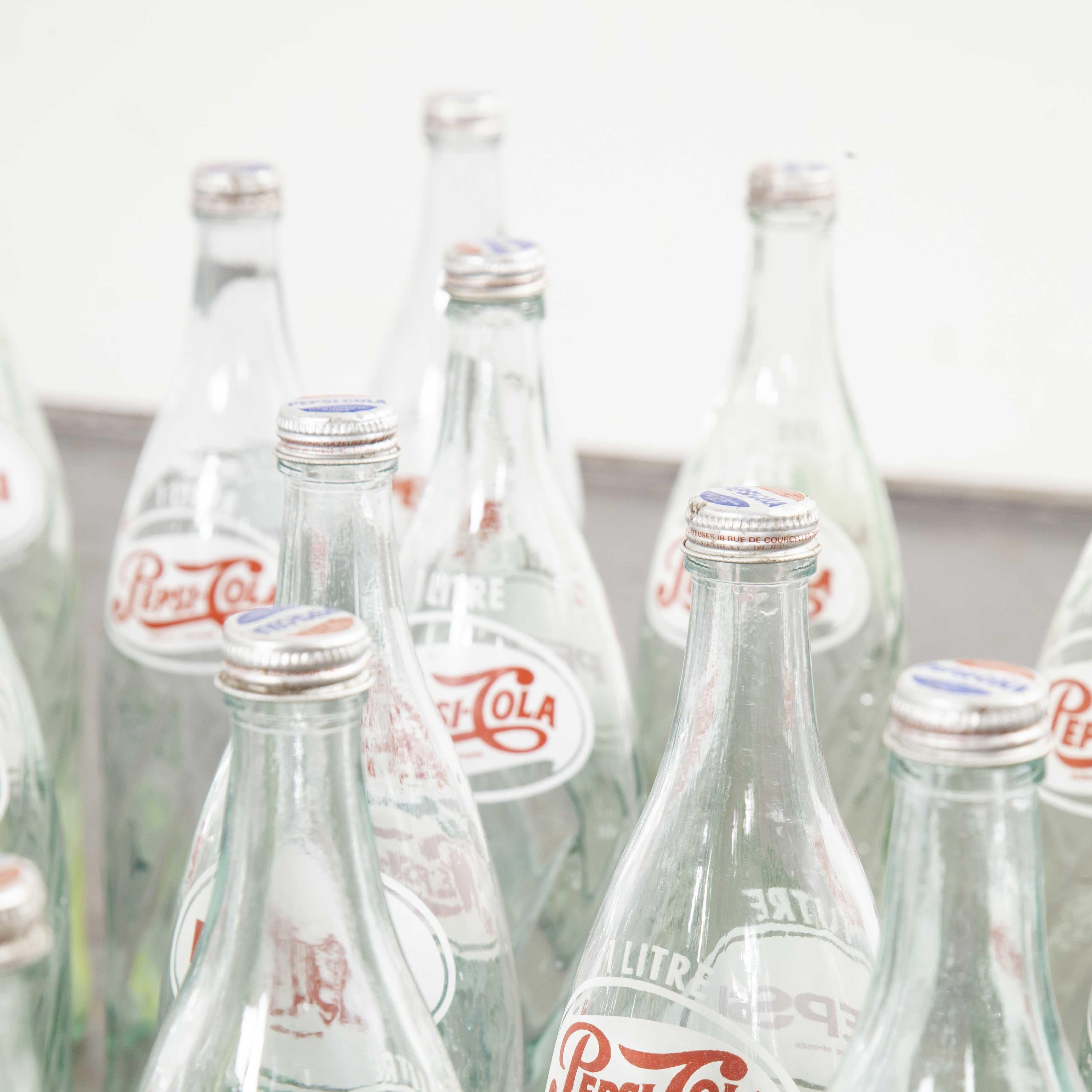 1960s Original French Glass Pepsi Bottles, Large Quantity Available In Good Condition For Sale In Hook, Hampshire