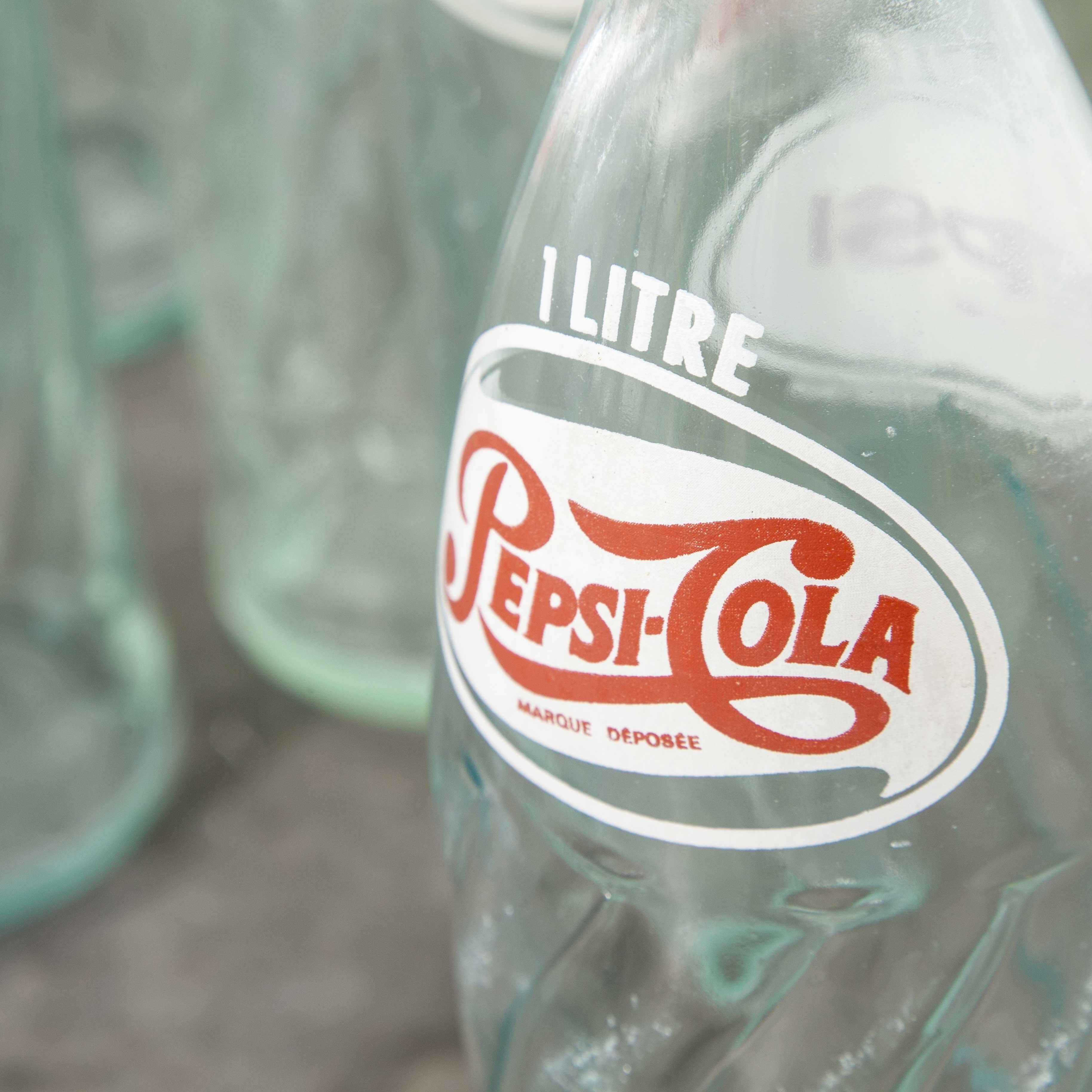 Mid-20th Century 1960s Original French Glass Pepsi Bottles, Large Quantity Available For Sale