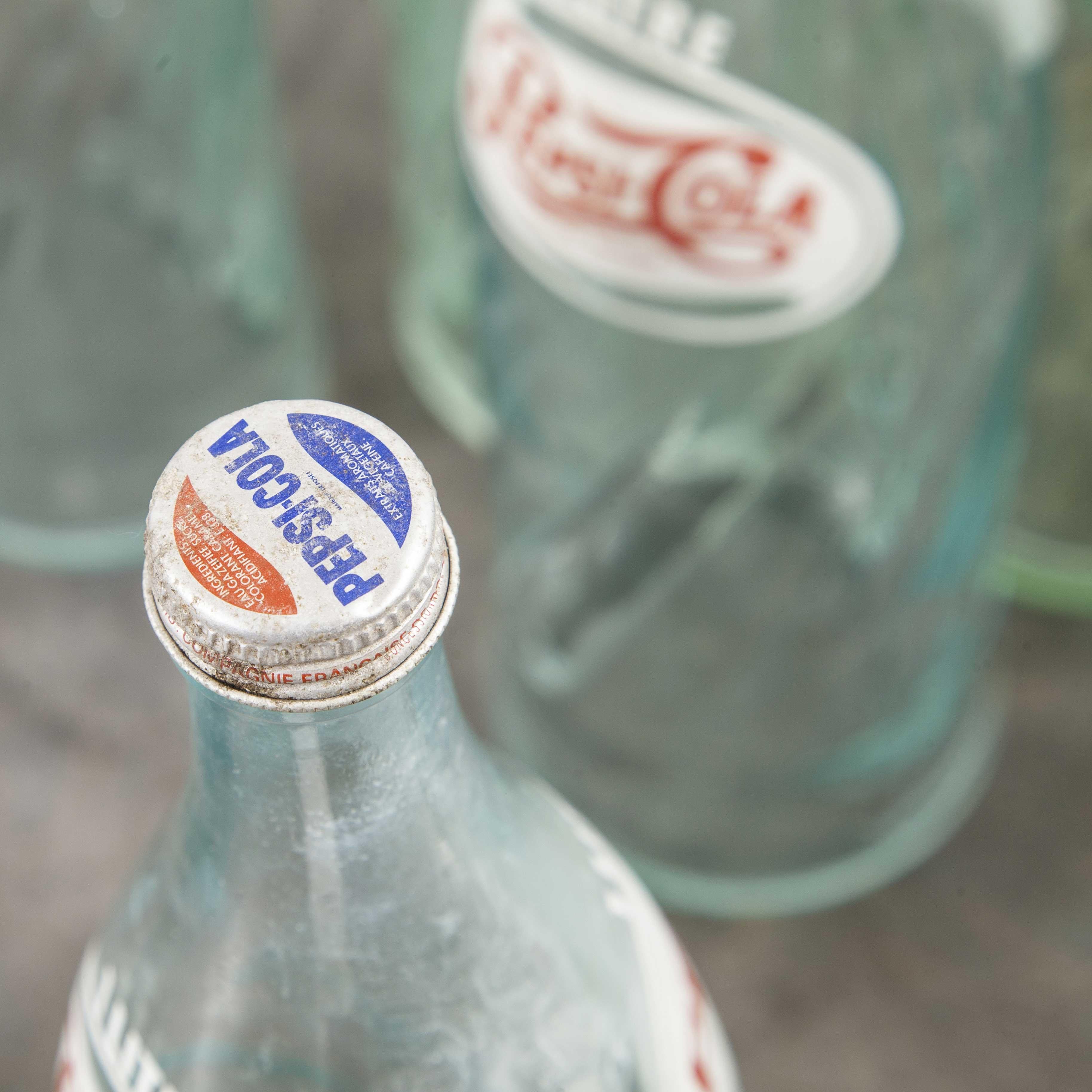 1960s Original French Glass Pepsi Bottles, Large Quantity Available For Sale 1